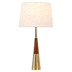 Tony Paul Cone Shape Brass & Walnut Table Lamp for Westwood Industries