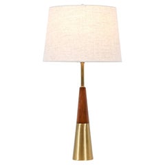 Vintage Expertly Restored - Tony Paul Cone Shape Brass & Walnut Table Lamp