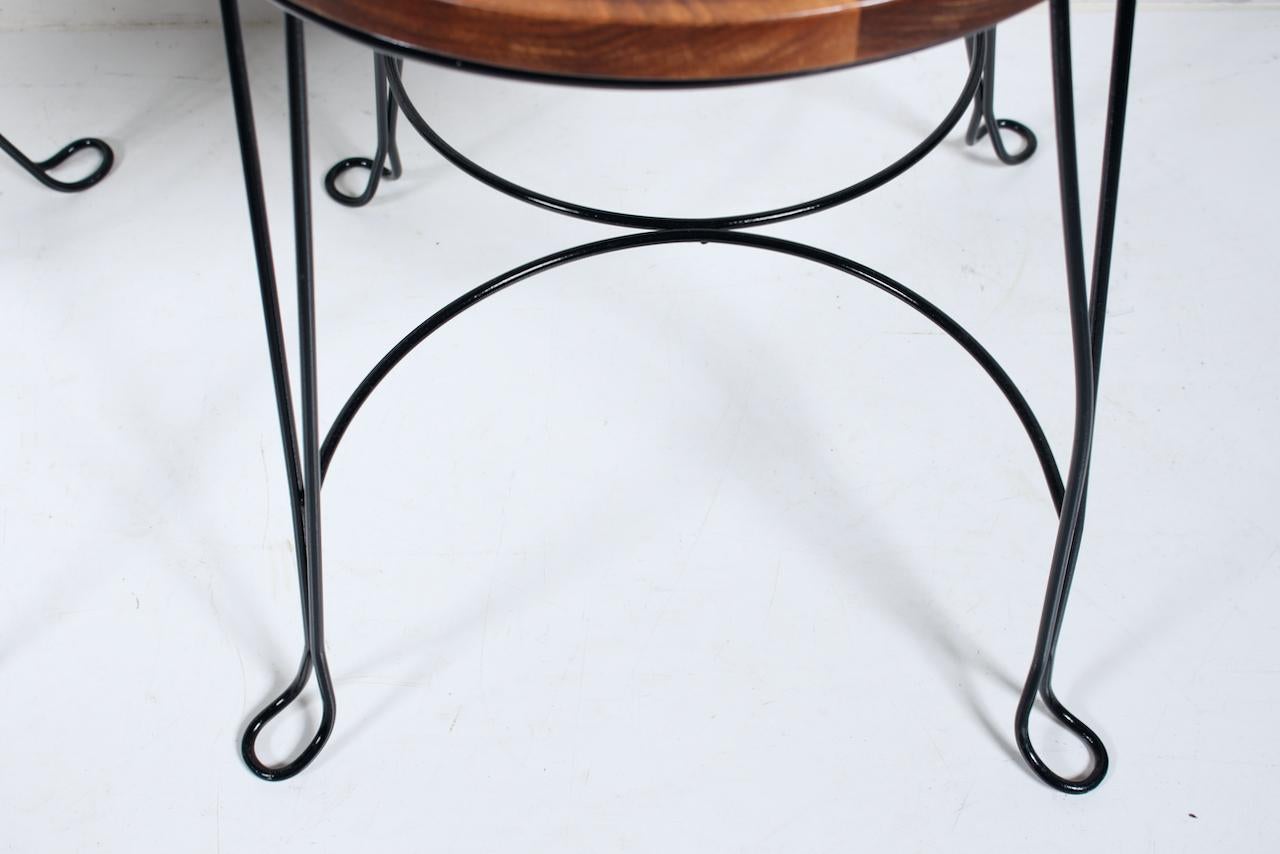 Tony Paul for Rubel Set of Walnut & Black Wire Spiral Back Cafe Chairs & Table For Sale 4
