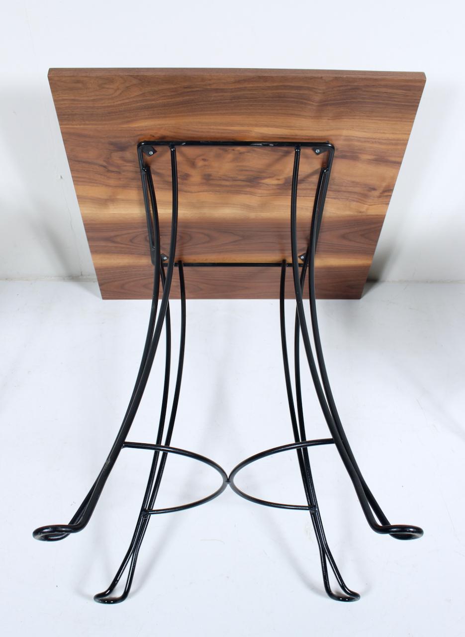 Tony Paul for Rubel Set of Walnut & Black Wire Spiral Back Cafe Chairs & Table For Sale 8