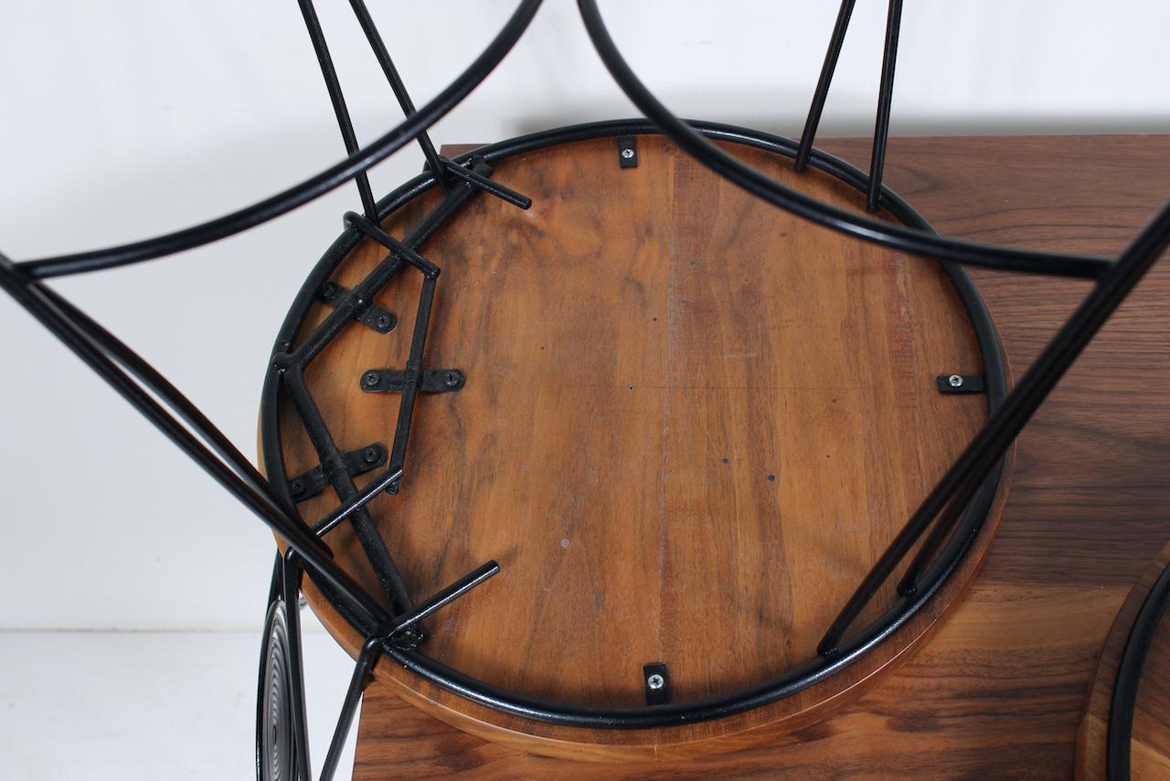 Tony Paul for Rubel Set of Walnut & Black Wire Spiral Back Cafe Chairs & Table For Sale 11
