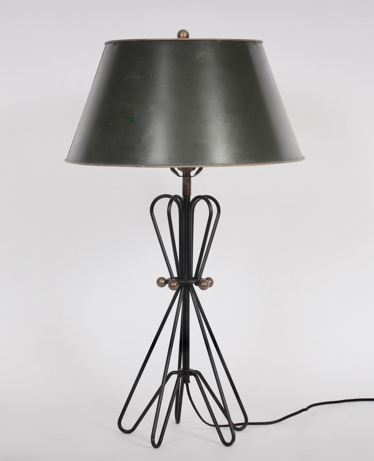 Verplex, Tony Paul Style Black Hairpin Table Lamp with Brass Ball ...