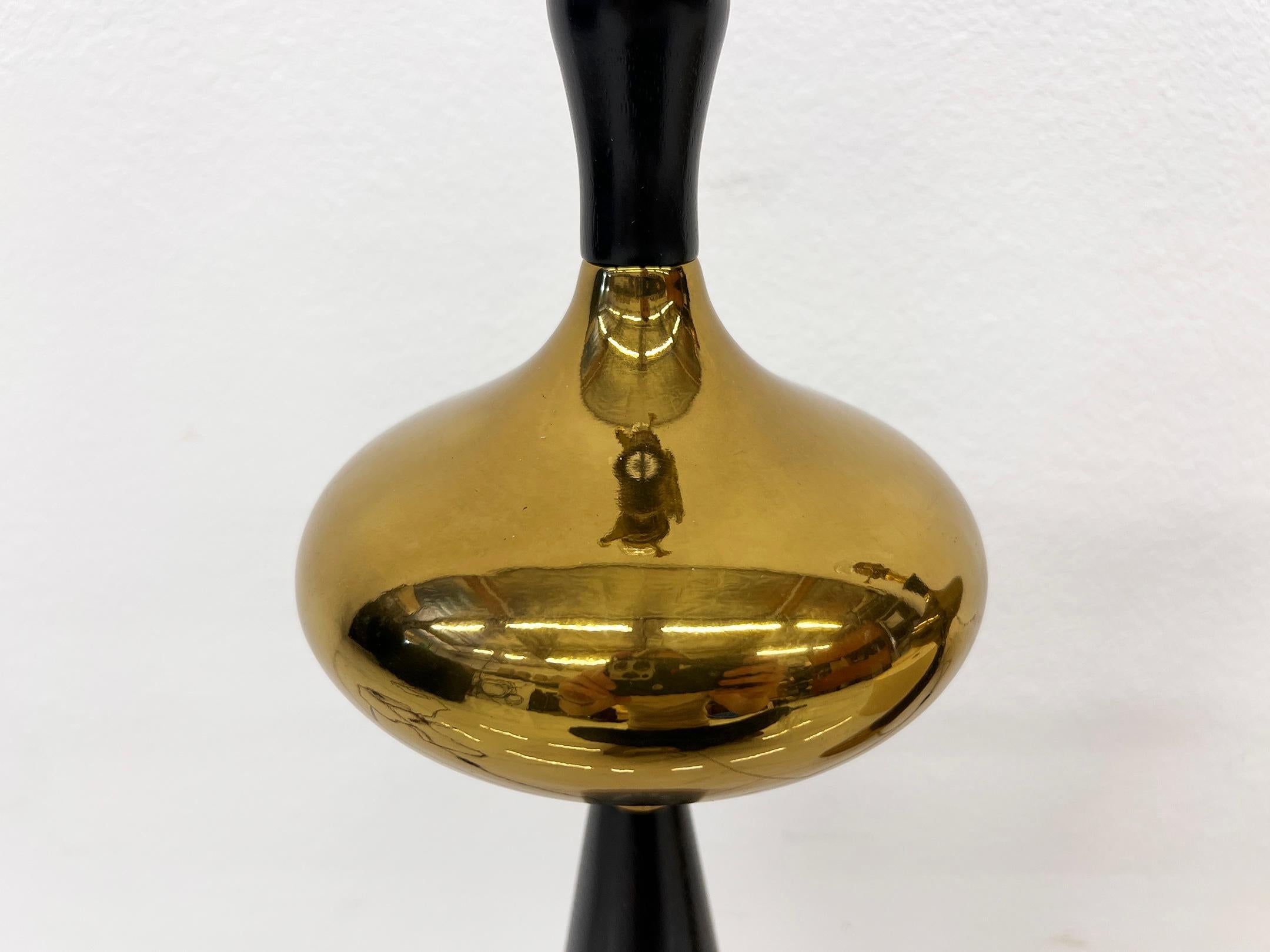 Mid-20th Century Tony Paul for Westwood Brass & Ebonized Walnut Table Lamps, A Pair, 1950s For Sale