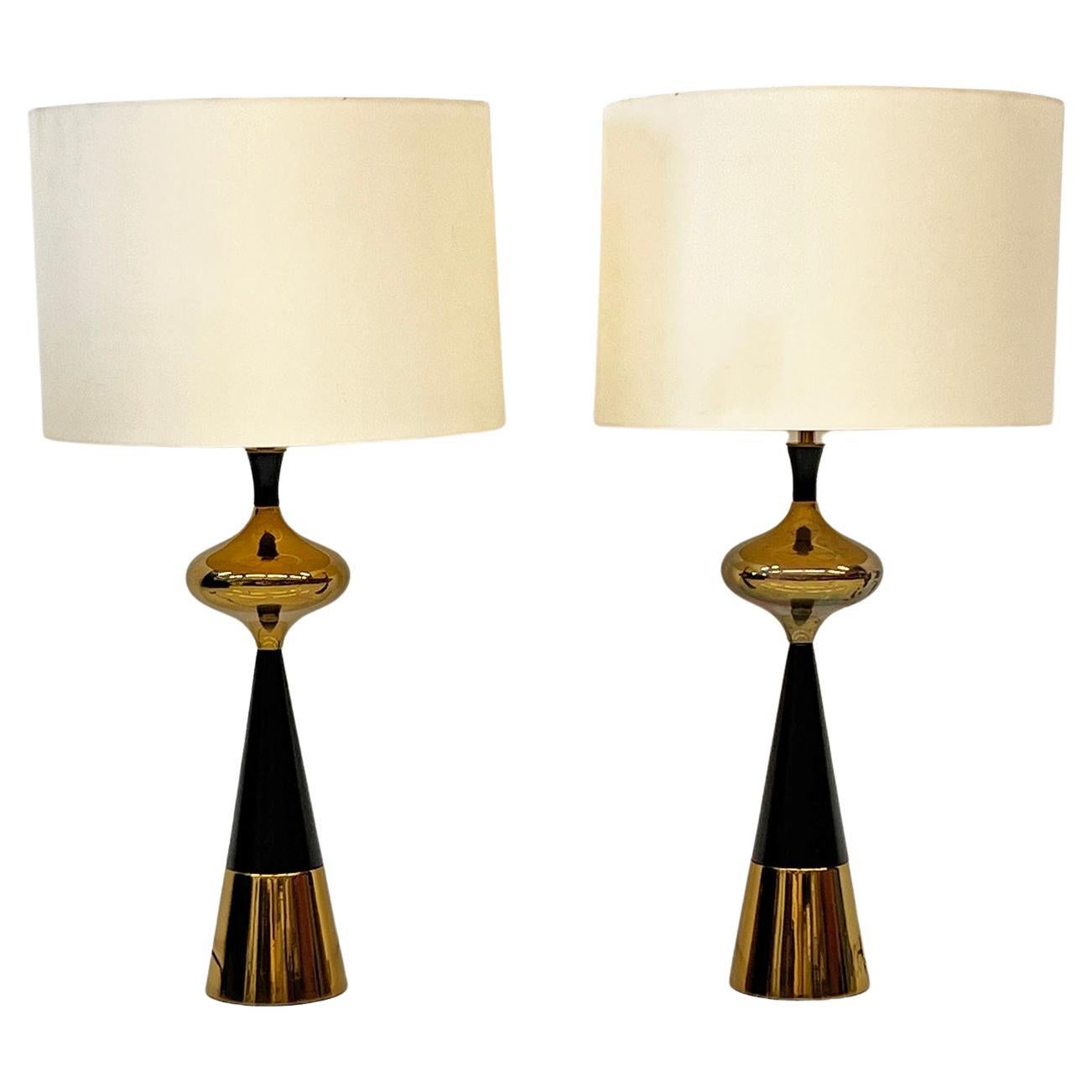 Tony Paul per Westwood Lamps in ottone e noce ebanizzato, una coppia, anni '50