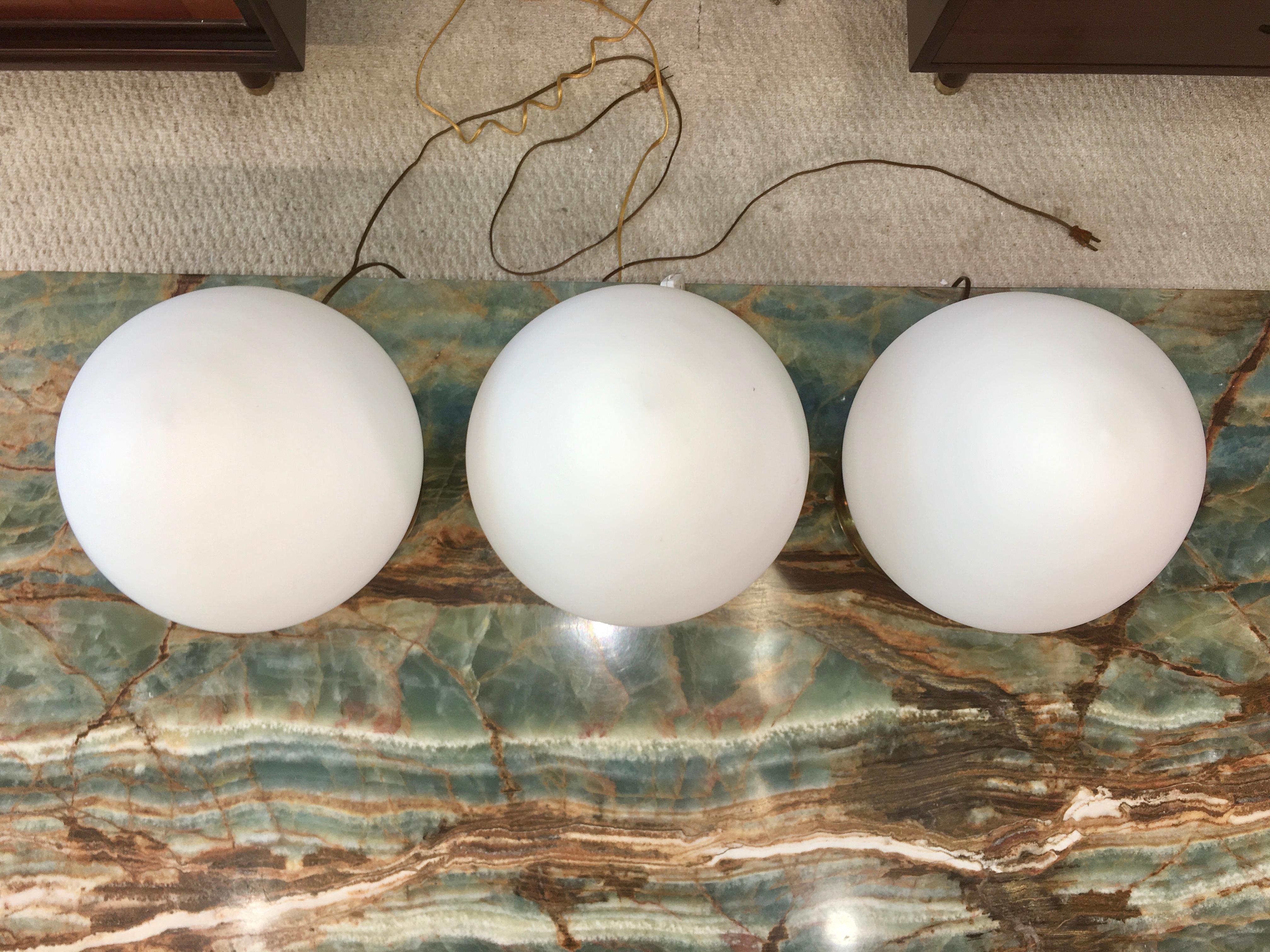 Opaline Glass Tony Paul for Westwood Set of 3 Brass and Opaline Mushroom Lamps