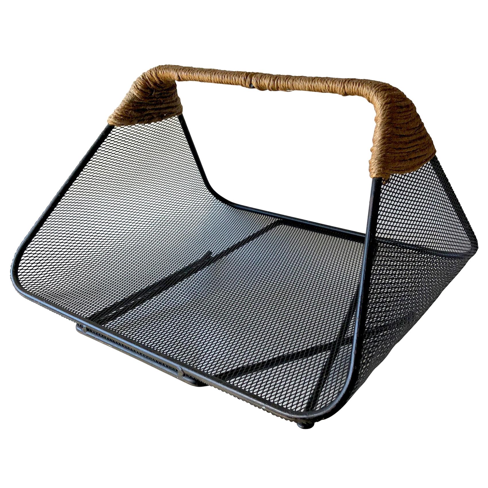 Tony Paul for Woodlin-Hall Iron Rush Wrapped Handle Log Holder or Magazine Rack