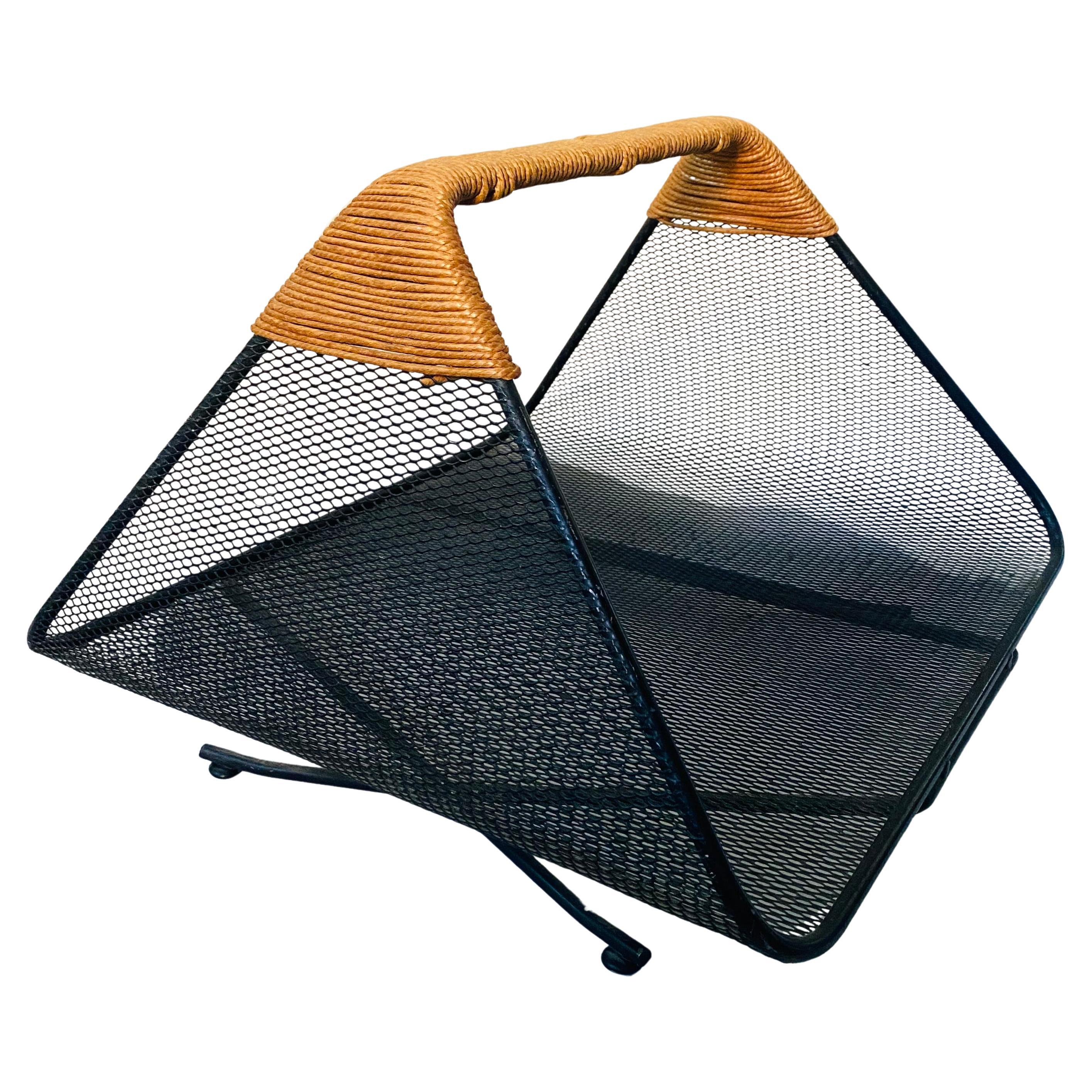 Tony Paul for Woodlin-Hall Iron Rush Wrapped Handle Log Holder or Magazine Rack