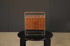 Revistero Tony Paul para Woodlin-Hall Mod-577 de latón y nogal entrelazado, años 50