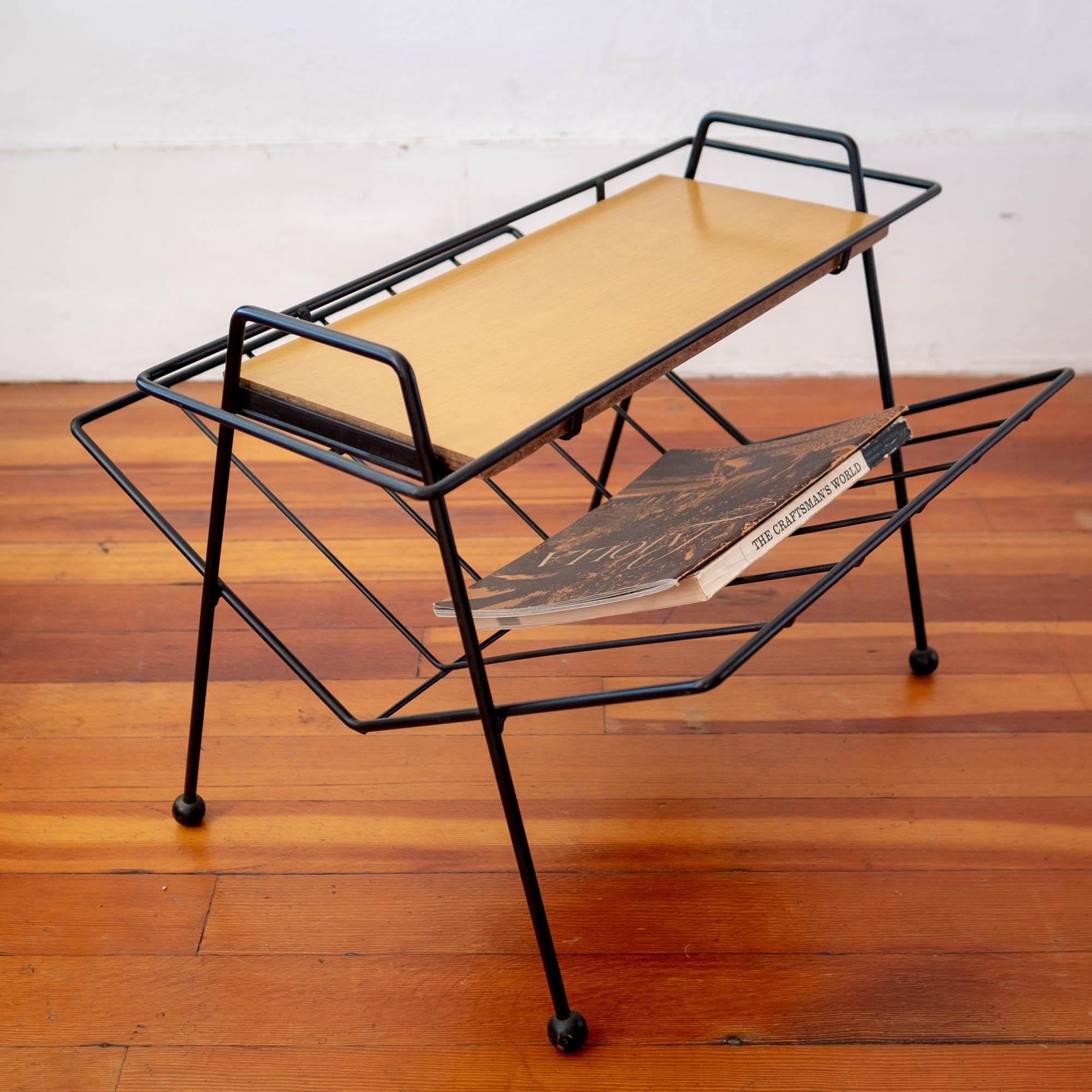 Mid-Century Modern Tony Paul Magazine Rack Removable Tray Table, 1950s For Sale