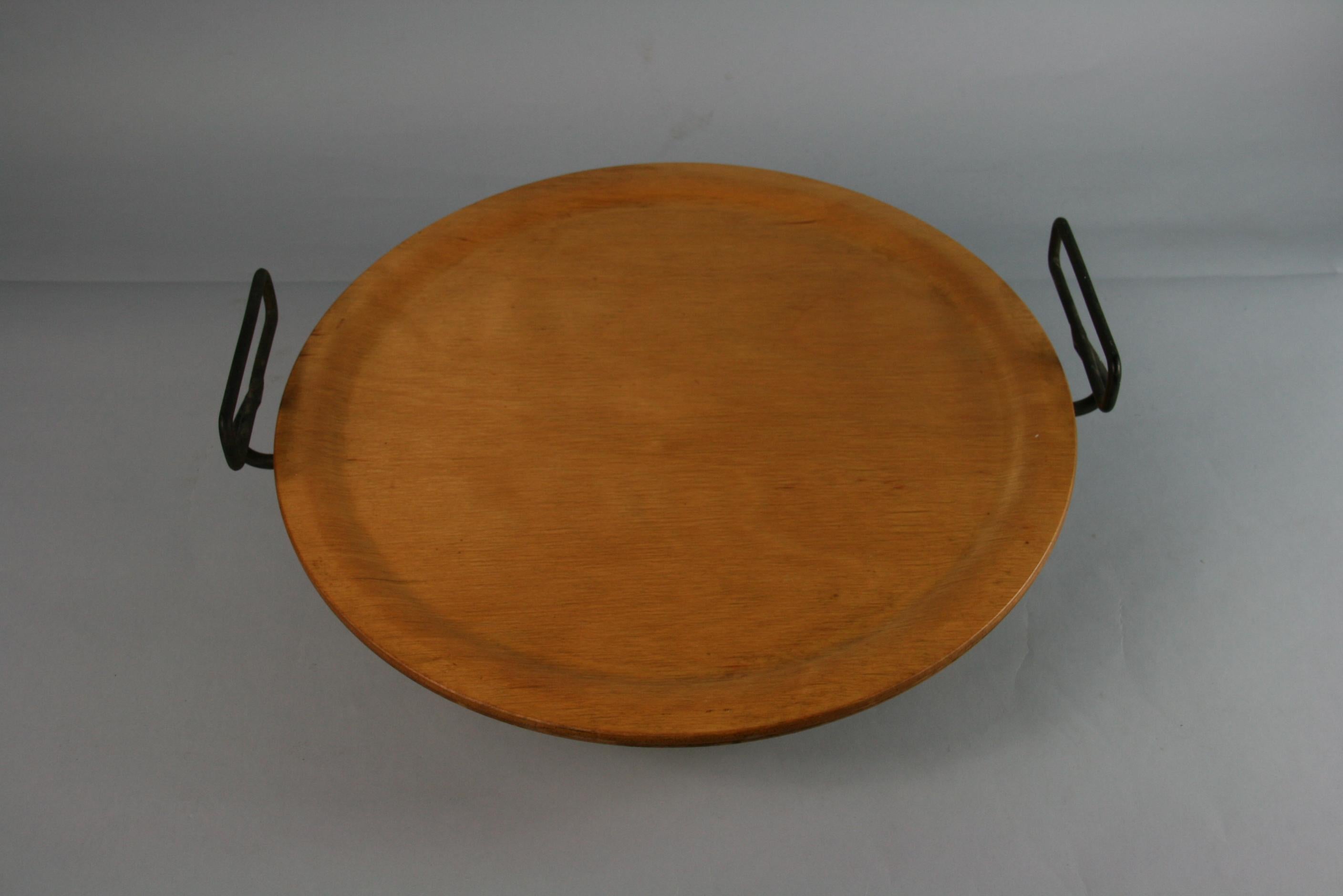 Tony Paul Mid Century Wood and Metal Serving Tray/Platter   2