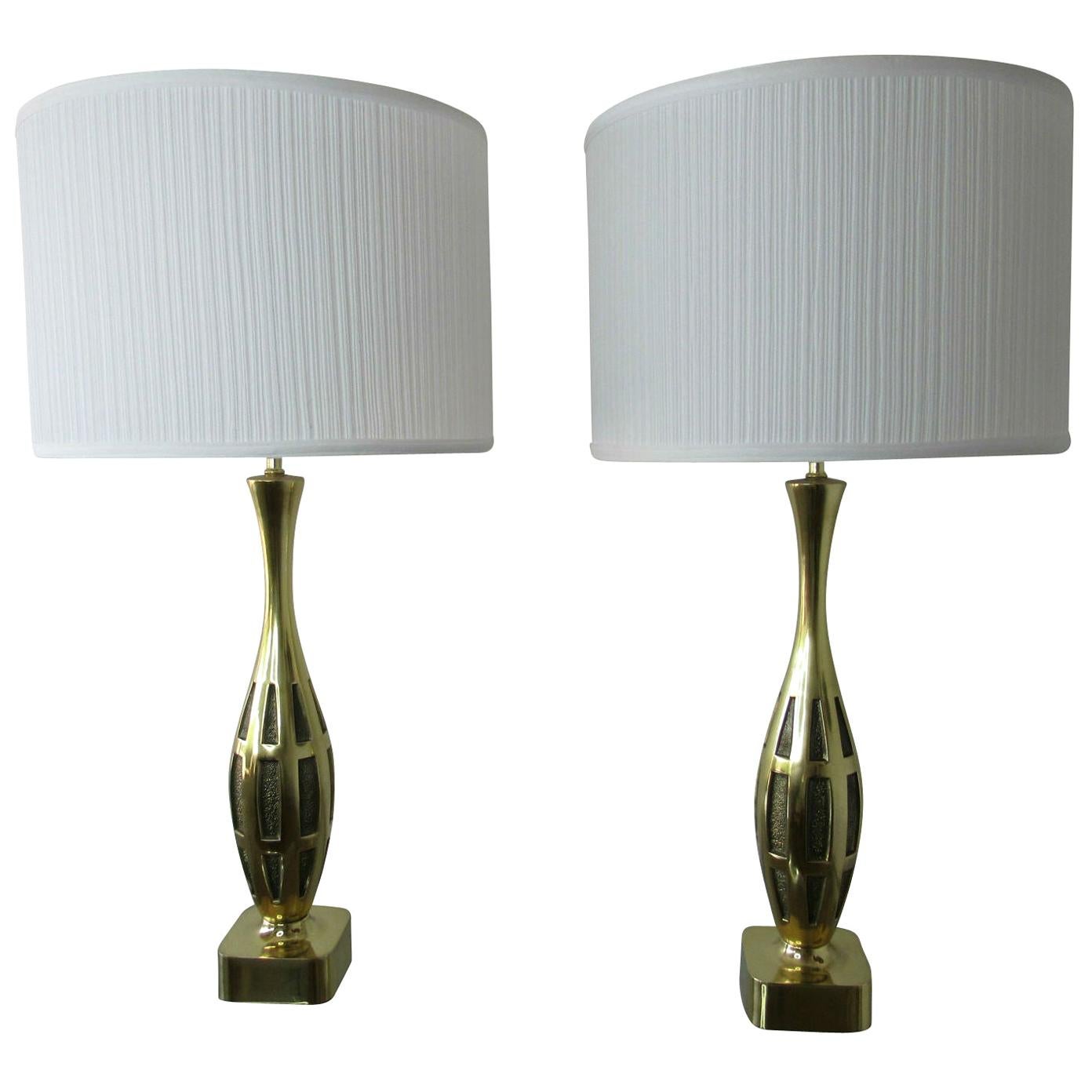 Tony Paul Midcentury Modern Brass Table Lamps For Sale