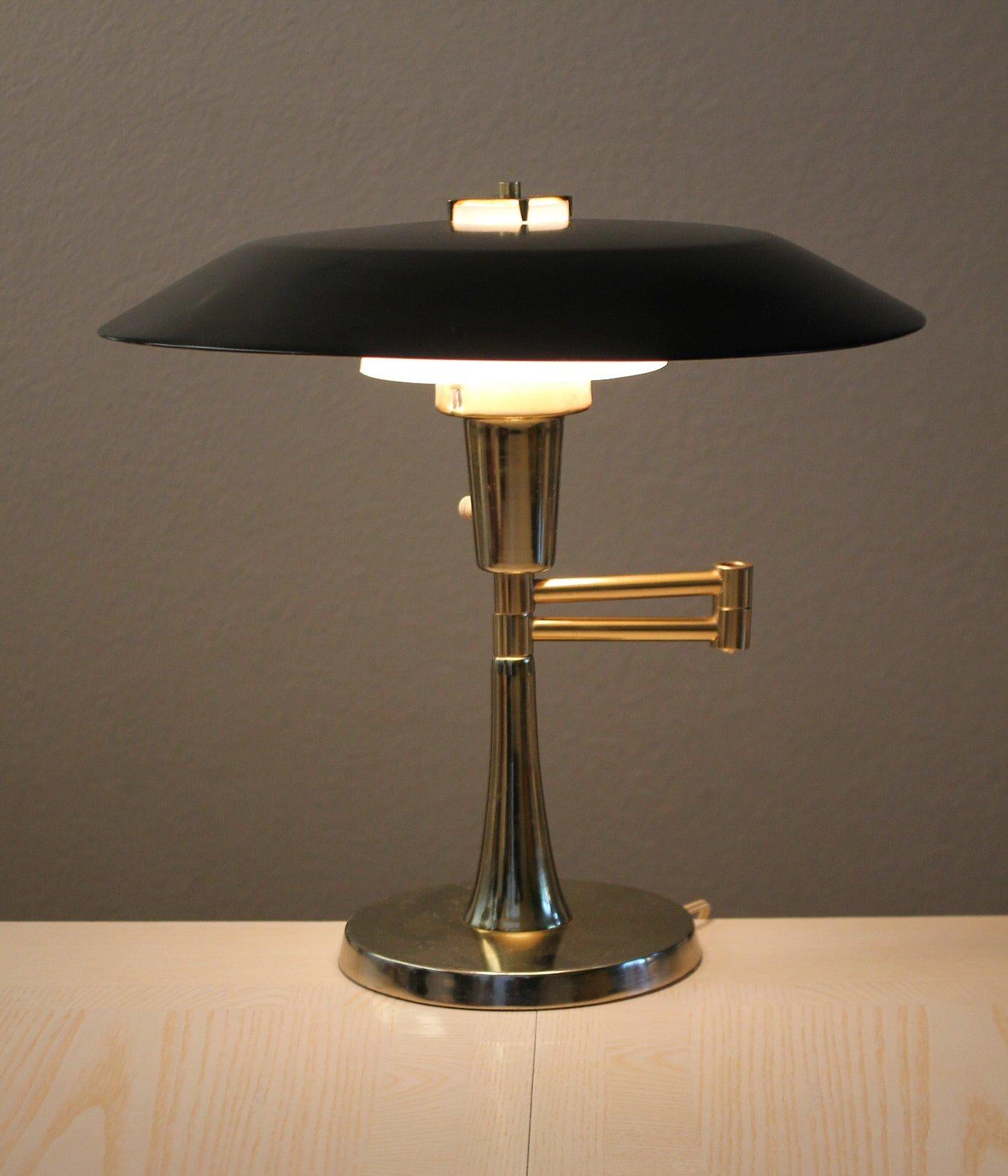 Tony Paul Mutual Sunset Mid Century Modern Saucer Swing Arm Lamp! Rare! 1950s 7