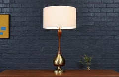 Tony Paul Sculpted Brass & Walnut Table Lamp by Westwood Industries