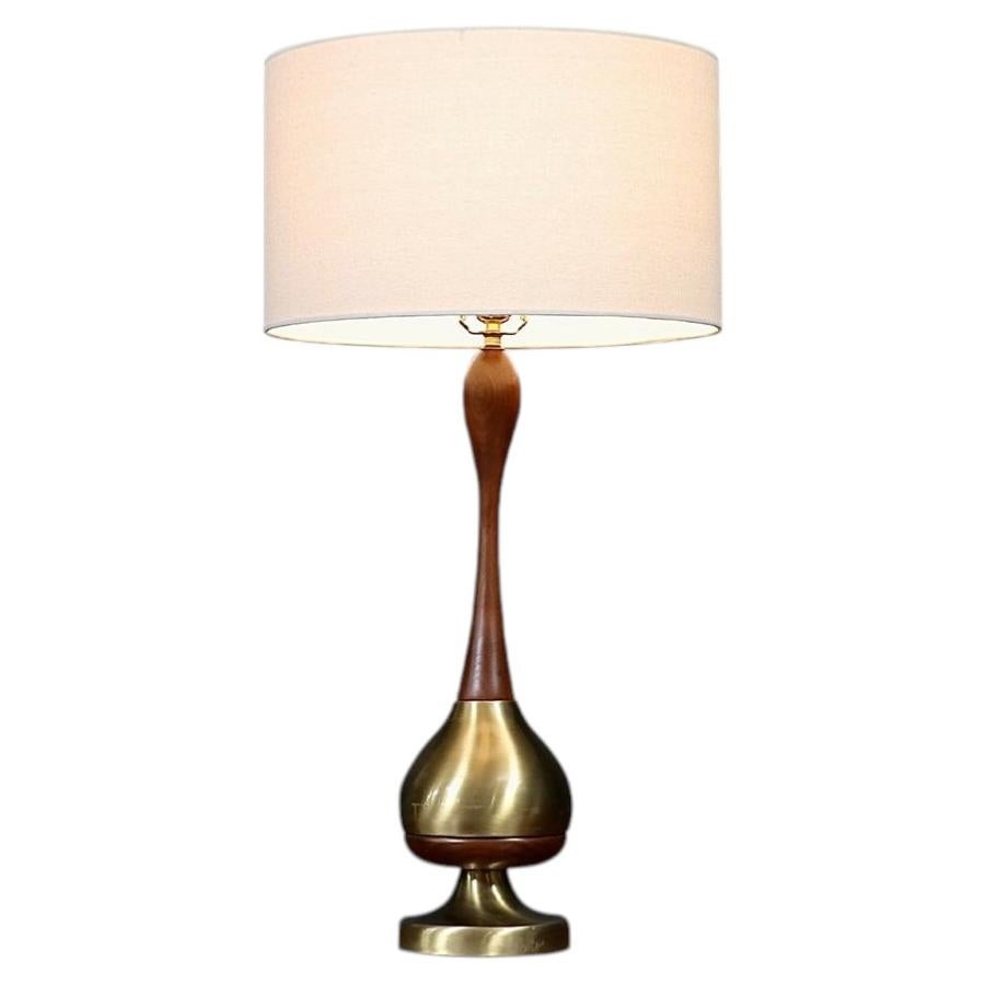 Tony Paul Sculpted Brass & Walnut Table Lamp by Westwood Industries