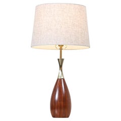 Tony Paul Sculpted Brass & Walnut Table Lamp for Westwood Industries