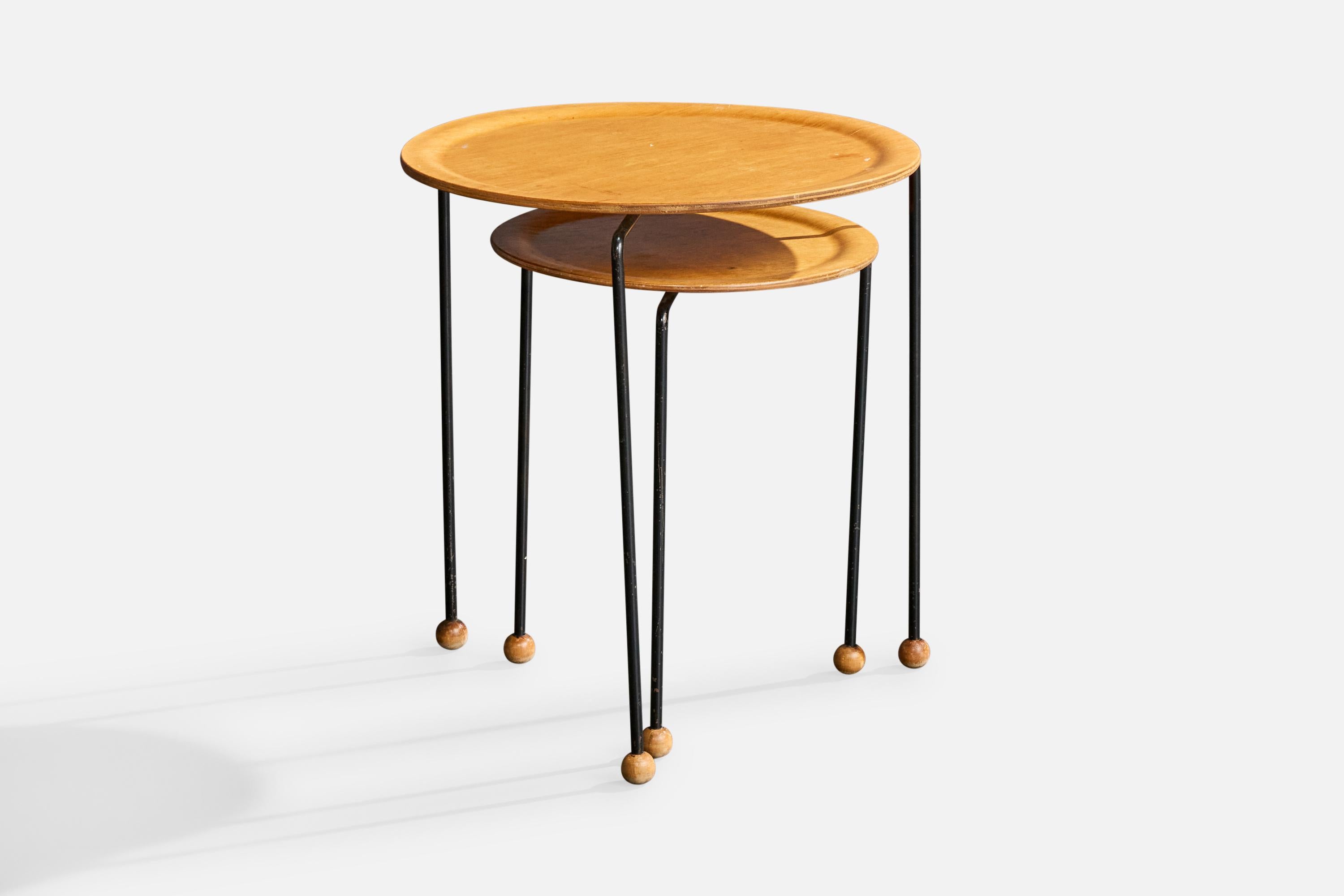 Tony Paul, Side Tables, Iron, Plywood, USA, 1950s In Good Condition For Sale In High Point, NC