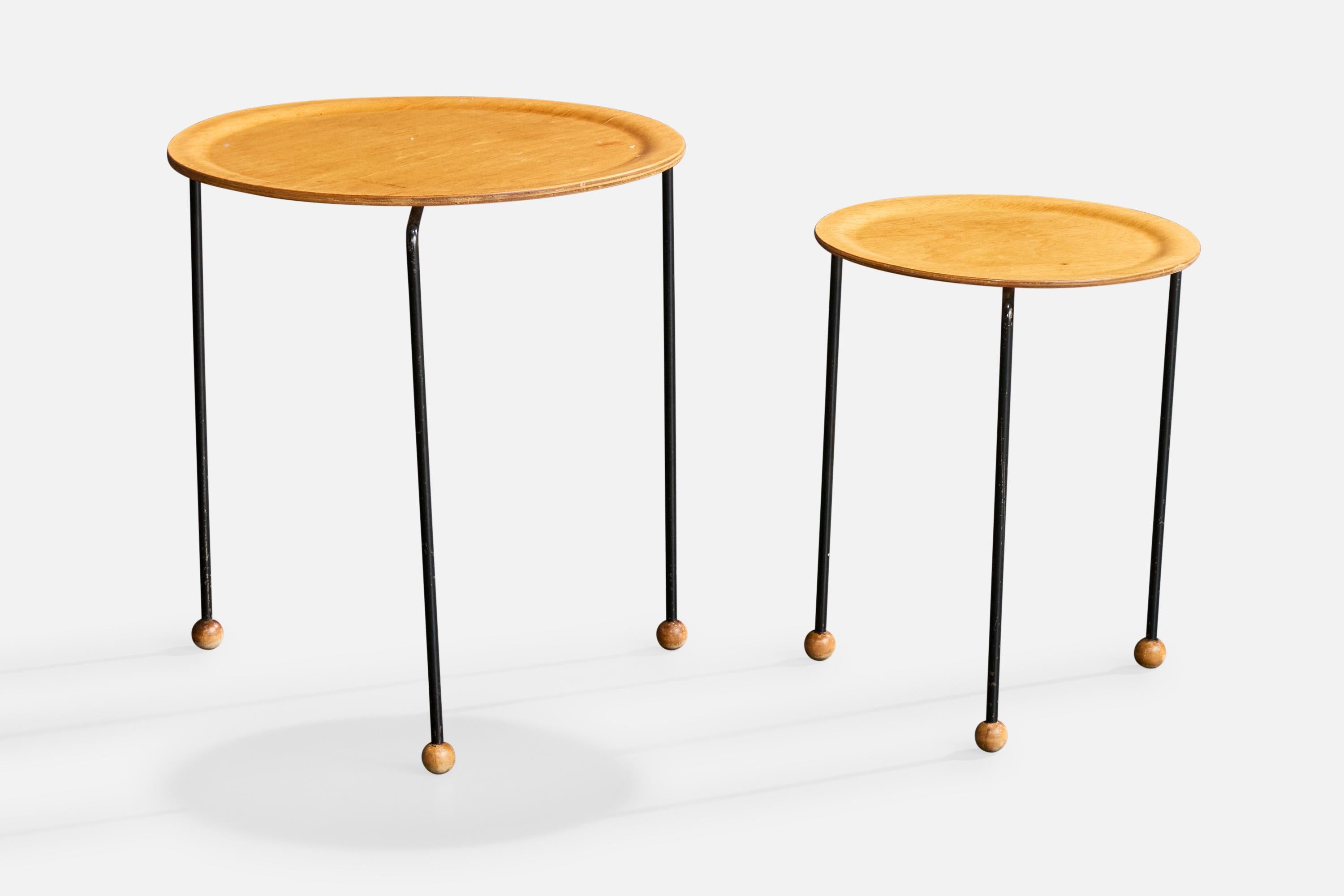 Mid-20th Century Tony Paul, Side Tables, Iron, Plywood, USA, 1950s For Sale