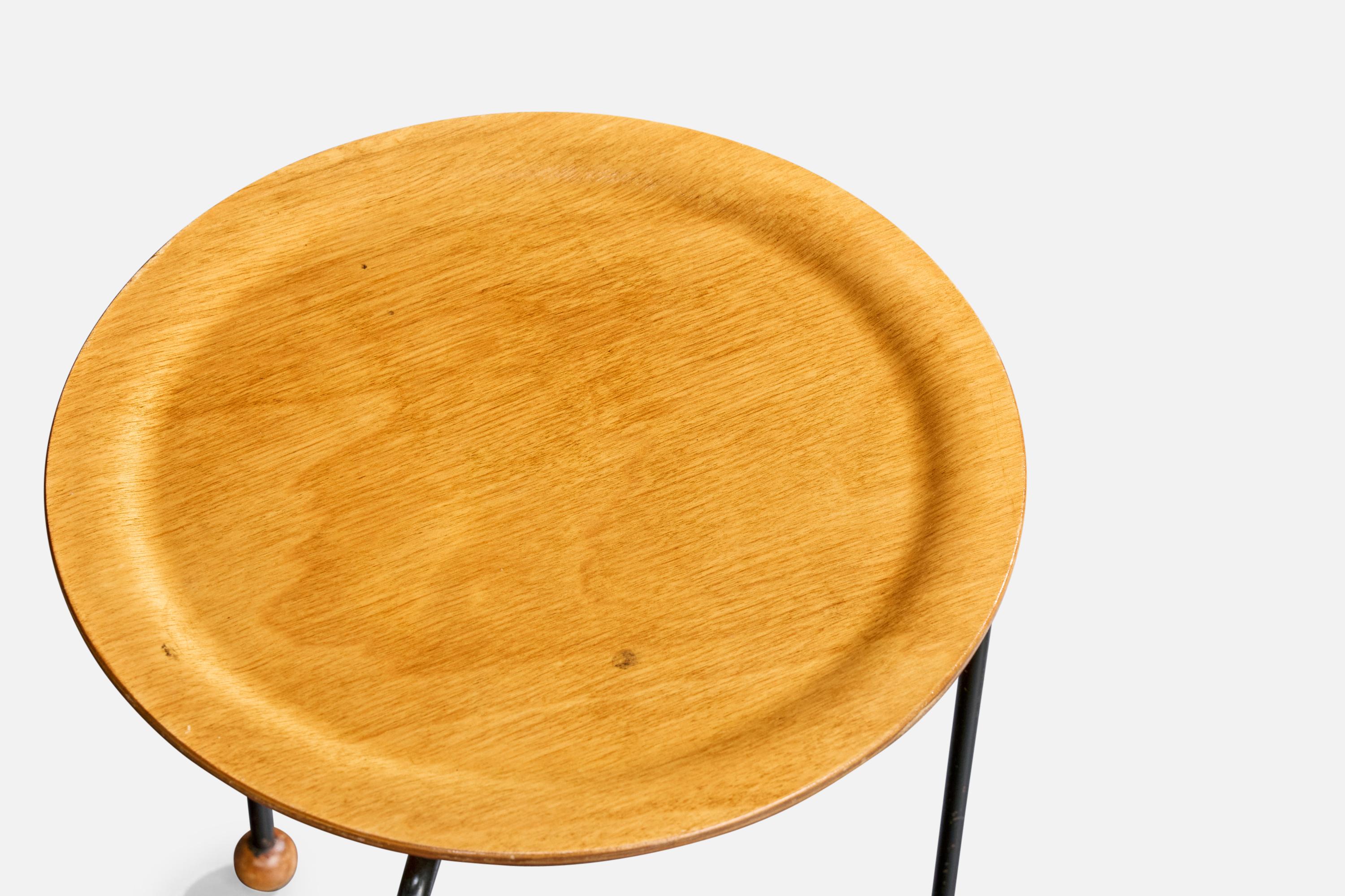 Tony Paul, Side Tables, Iron, Plywood, USA, 1950s For Sale 2