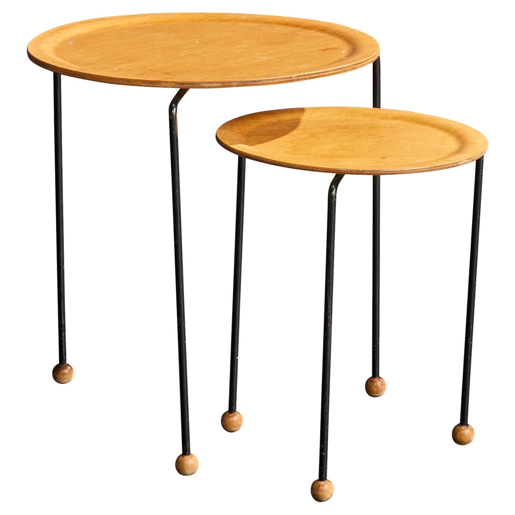 Tony Paul, Side Tables, Iron, Plywood, USA, 1950s For Sale