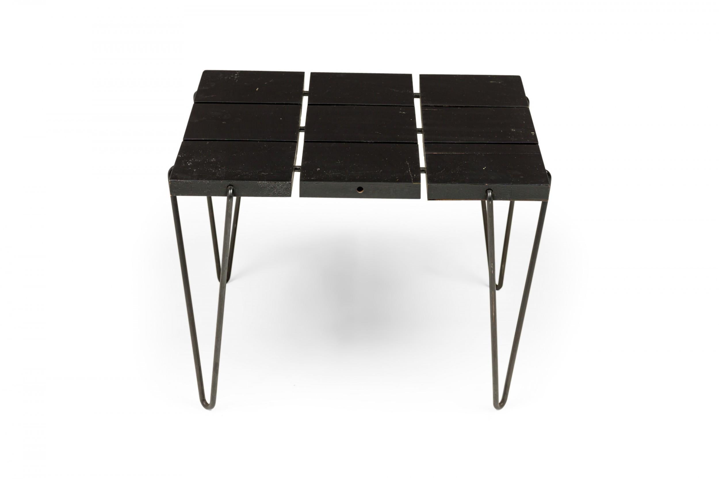Mid-Century Modern Tony Paul Square Segmented Black Square Wire Frame End / Side Table For Sale