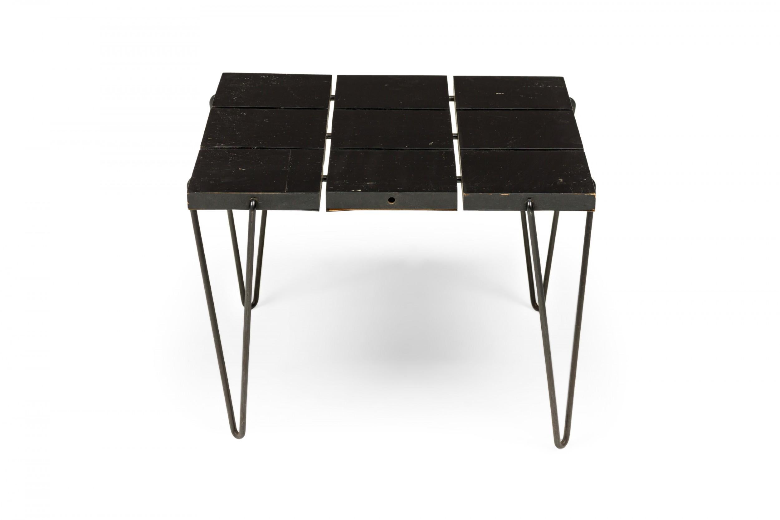 Tony Paul Square Segmented Black Square Wire Frame End / Side Table In Good Condition For Sale In New York, NY