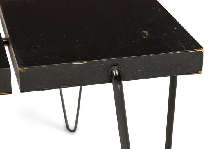 Tony Paul Square Segmented Black Square Wire Frame End / Side Table For Sale 2