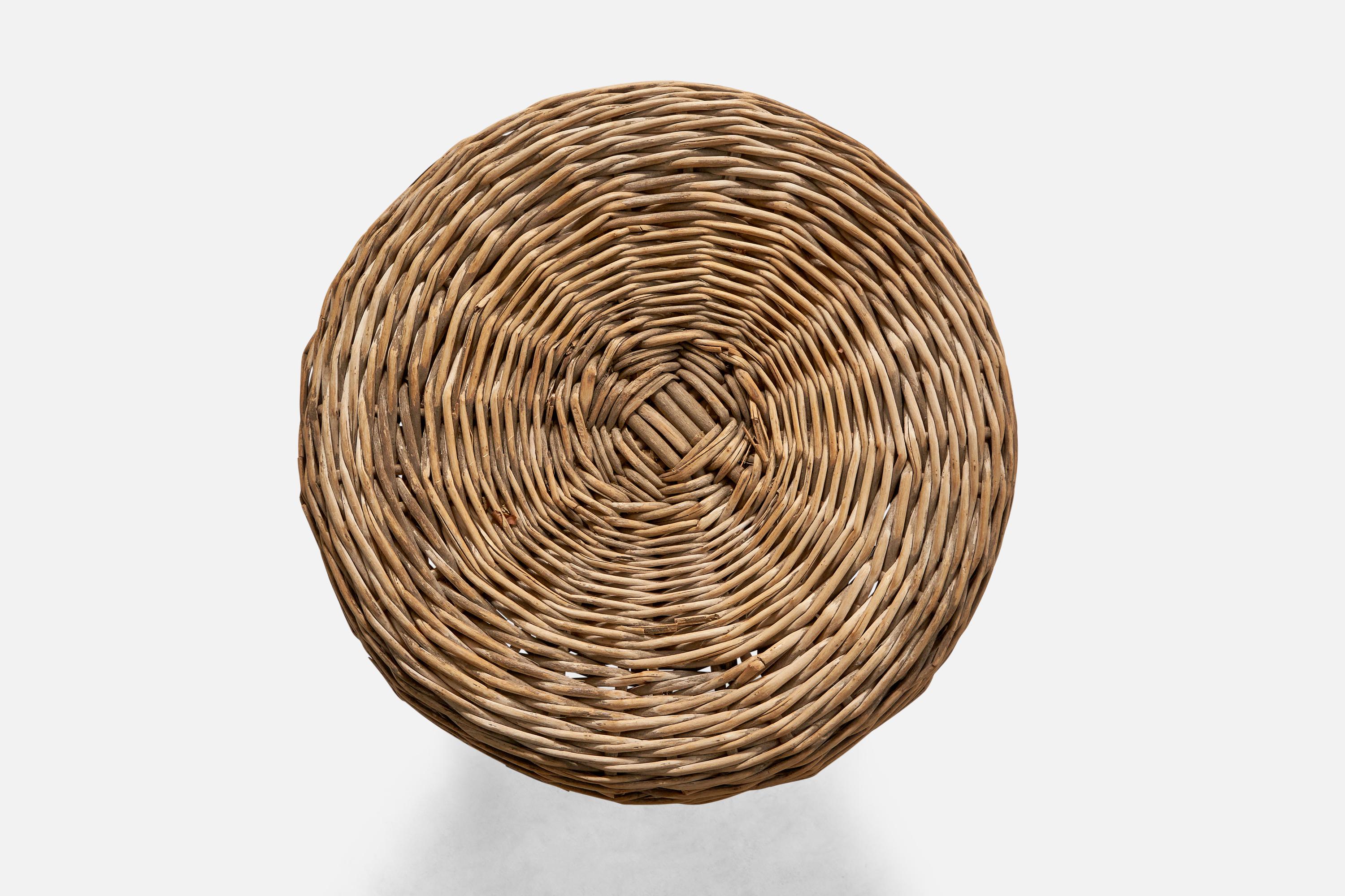 American Tony Paul, Stool, Rattan, Wood, USA, 1960s For Sale