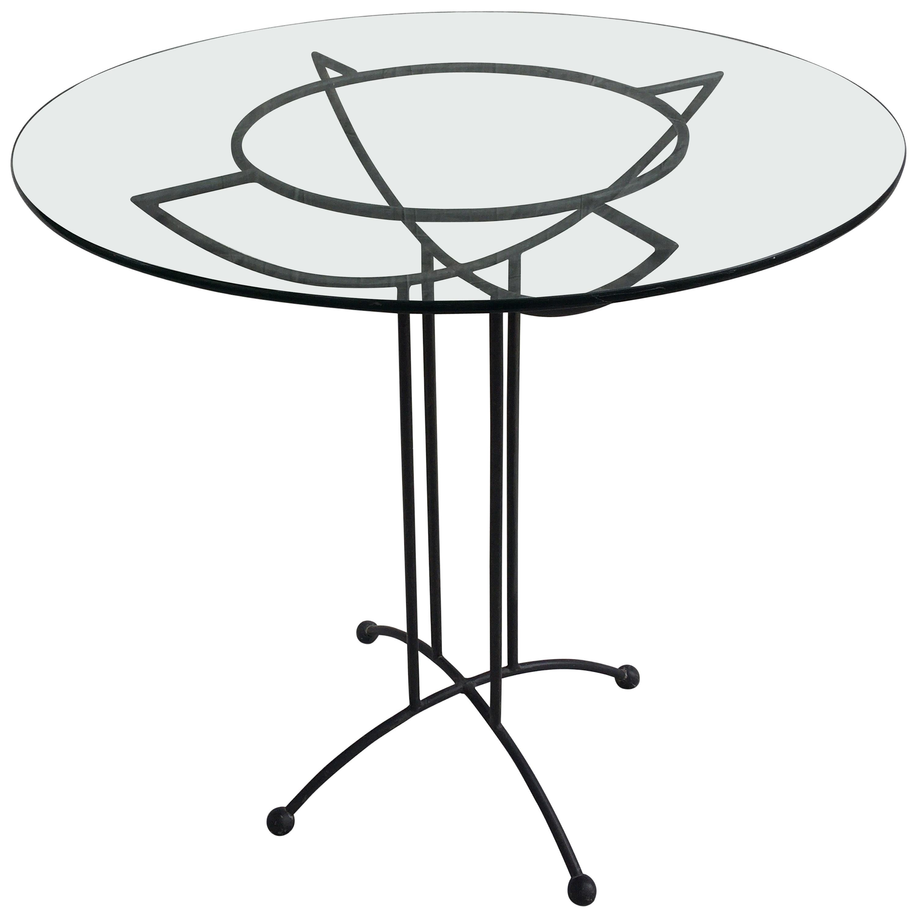 Tony Paul Style Glass and Iron Table