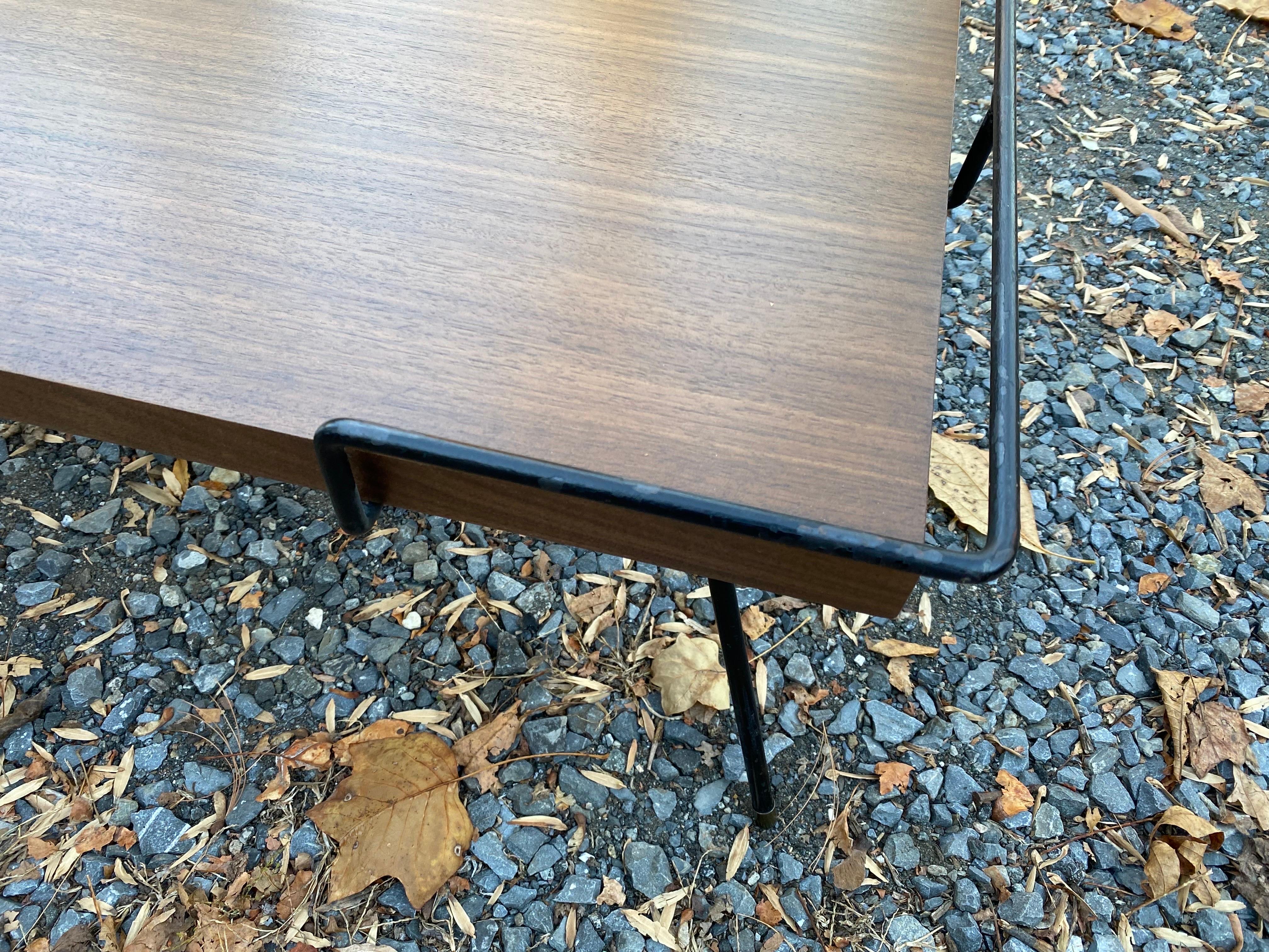 Tony Paul Style Iron and Walnut Coffee Table In Good Condition For Sale In Philadelphia, PA