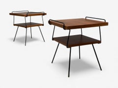 Tony Paul Style, Lacquered Iron, Walnut, Side Tables, USA, 1960s