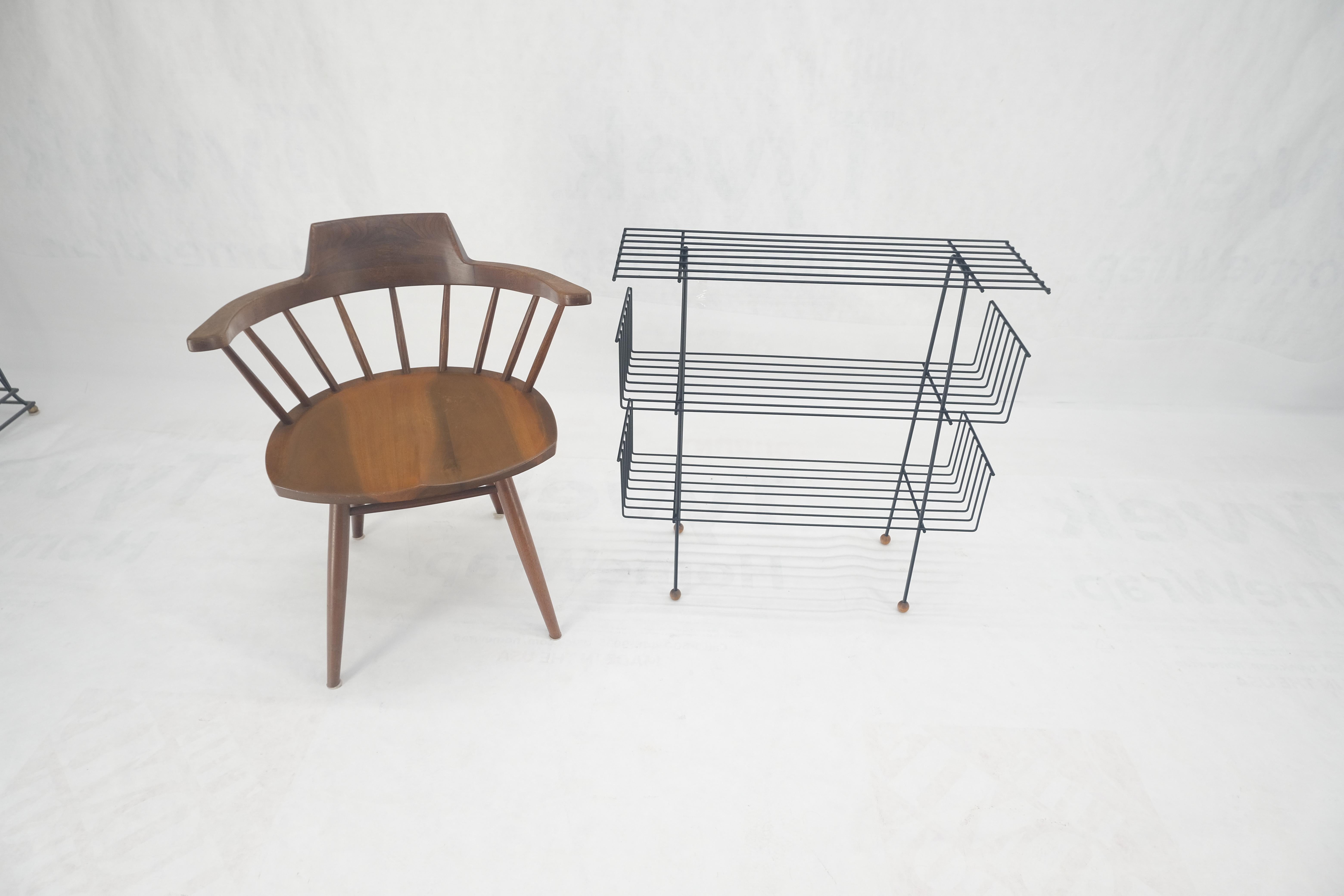 Tony Paul Style Vintage c1970s Bent Wire Magazine Rack Shelf Wood Ball Feet MINT For Sale 3