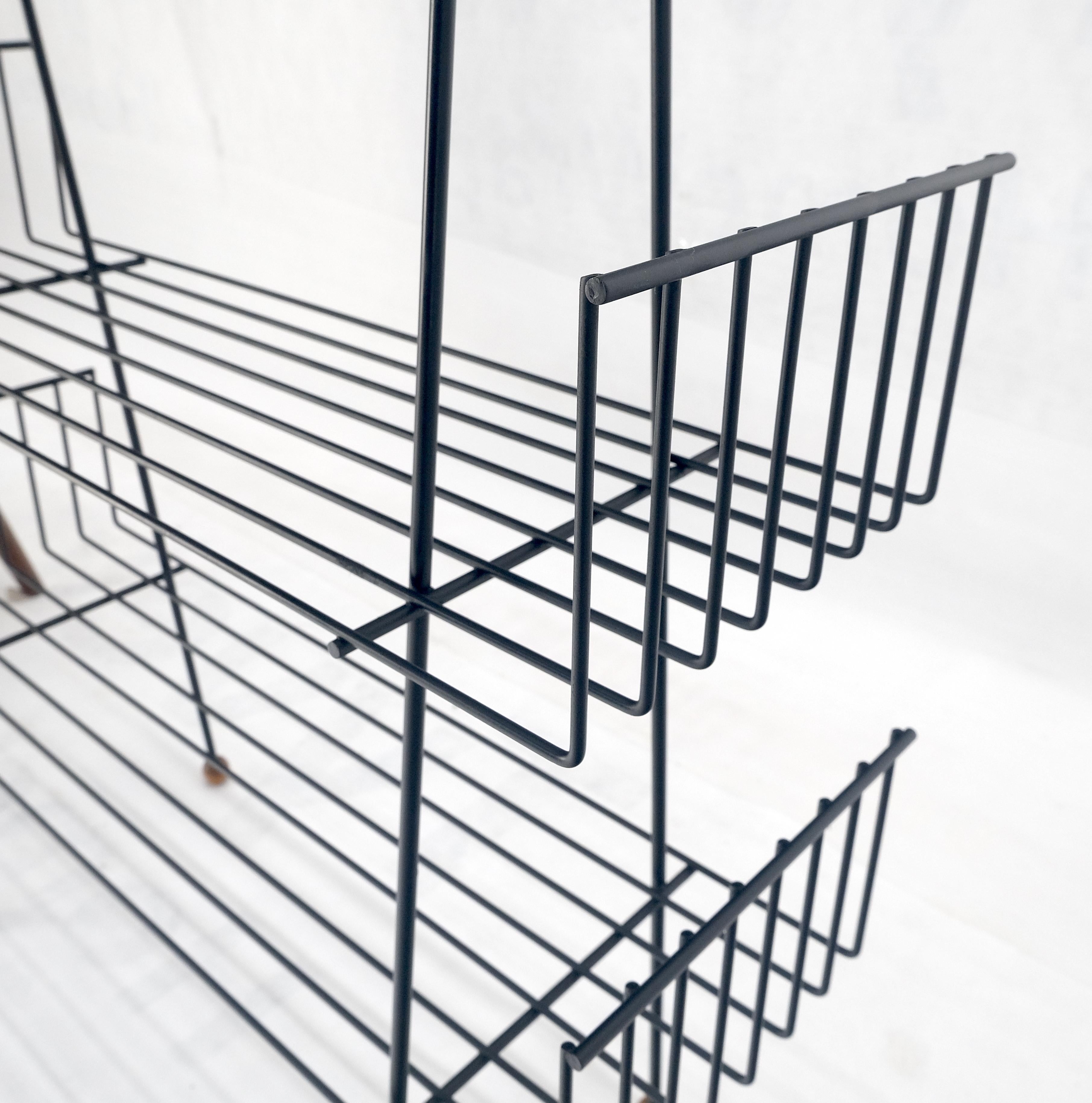 Tony Paul Style Vintage c1970s Bent Wire Magazine Rack Shelf Wood Ball Feet MINT For Sale 4