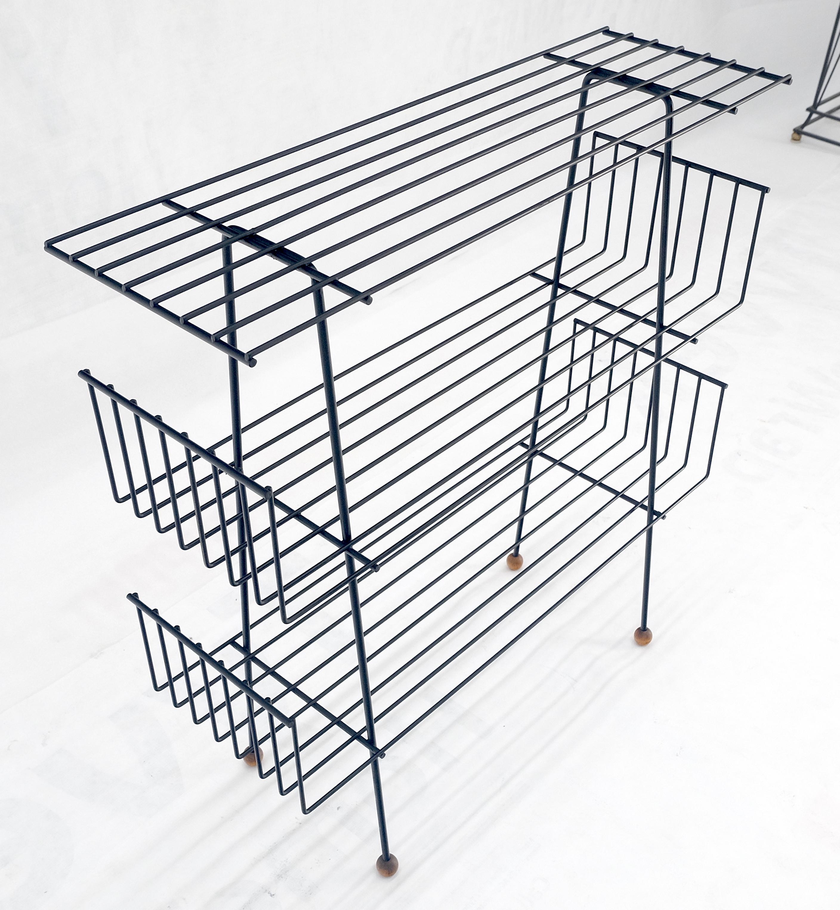Tony Paul Style Vintage c1970s Bent Wire Magazine Rack Shelf Wood Ball Feet MINT!