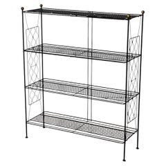Tony Paul Style Vintage Mid-Century Modern Metal Etagere, Brass Finials, 1960s