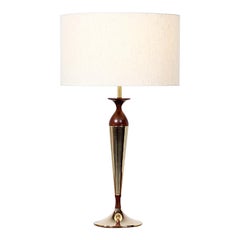 Tony Paul Walnut and Brass Table Lamp for Westwood Industries