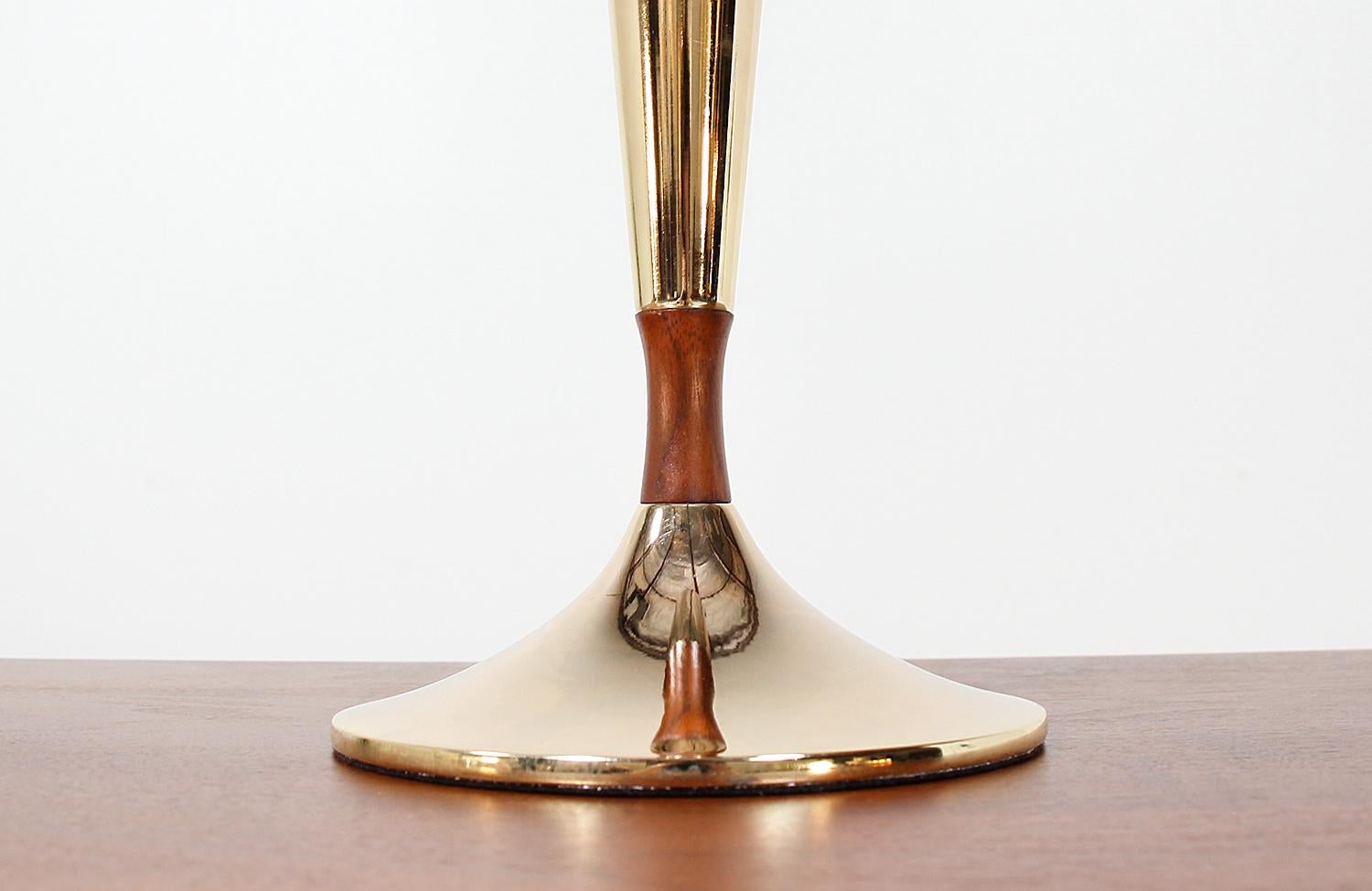 Mid-20th Century Tony Paul Walnut and Brass Table Lamp for Westwood Industries