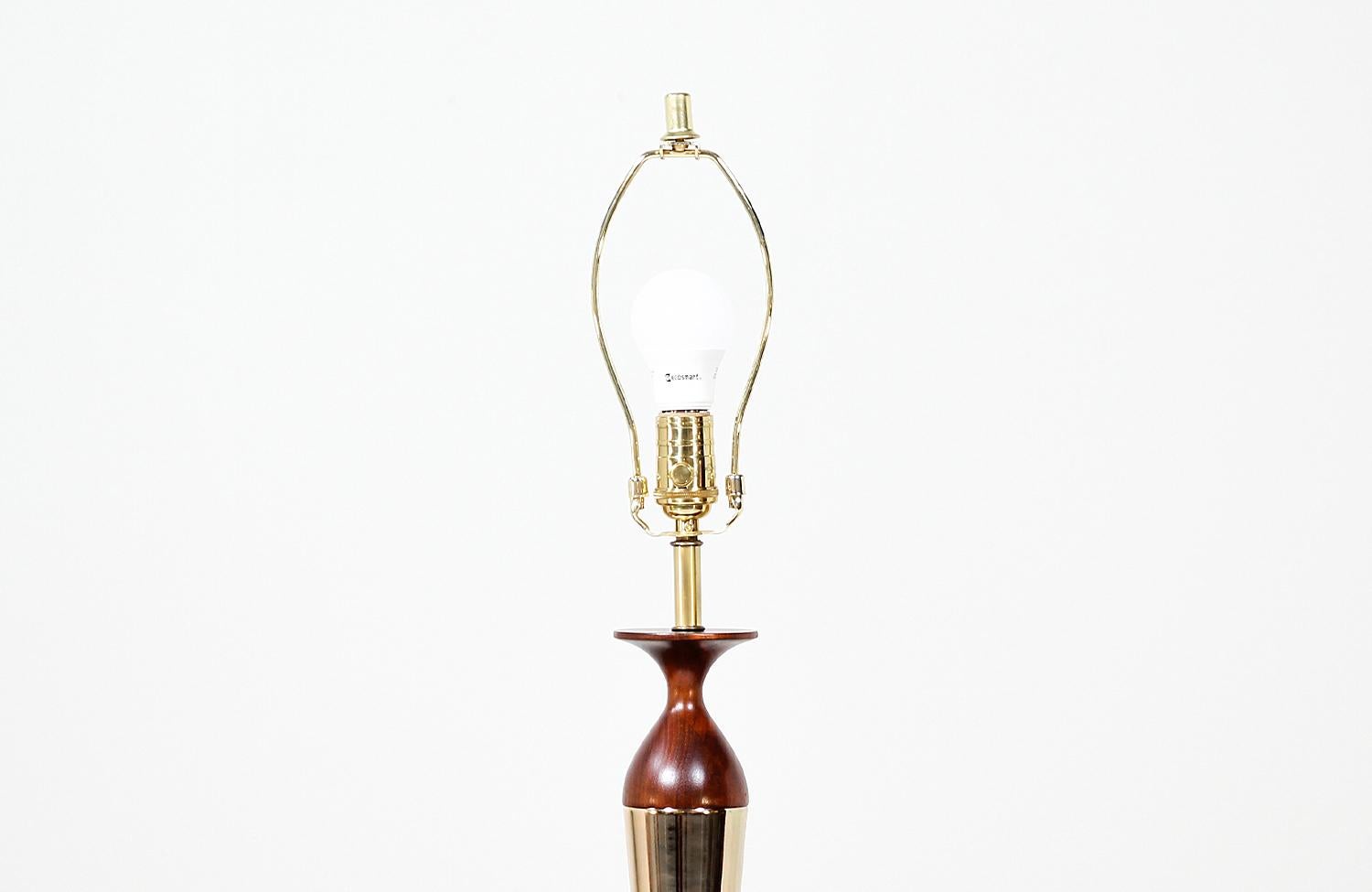 American Tony Paul Walnut and Brass Table Lamp for Westwood Industries