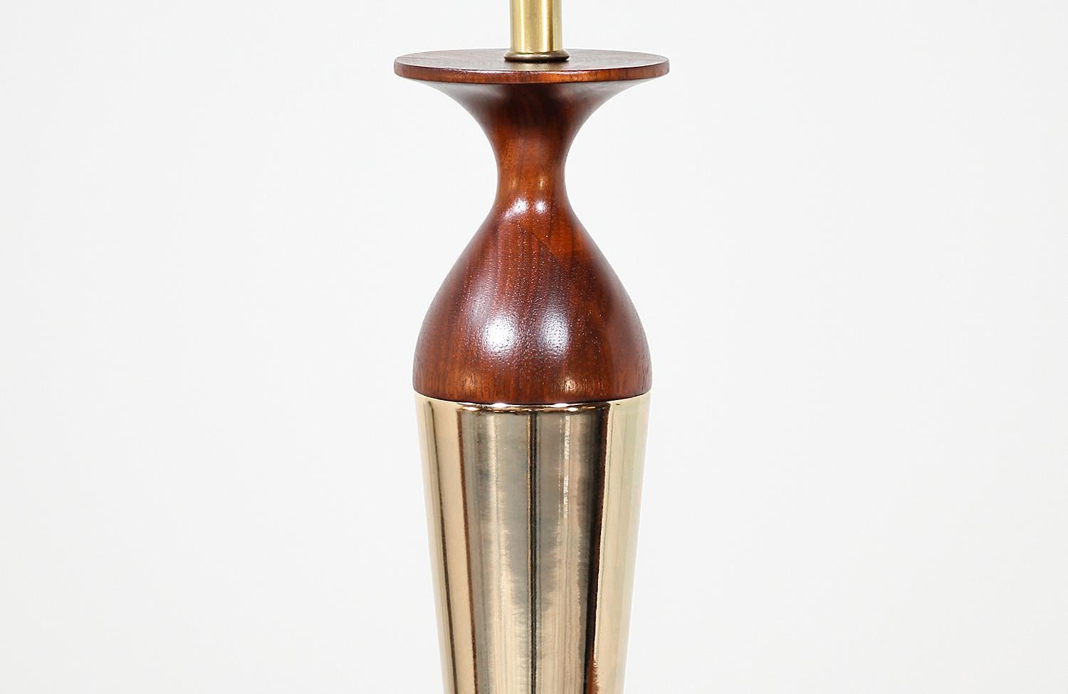Polished Tony Paul Walnut and Brass Table Lamp for Westwood Industries