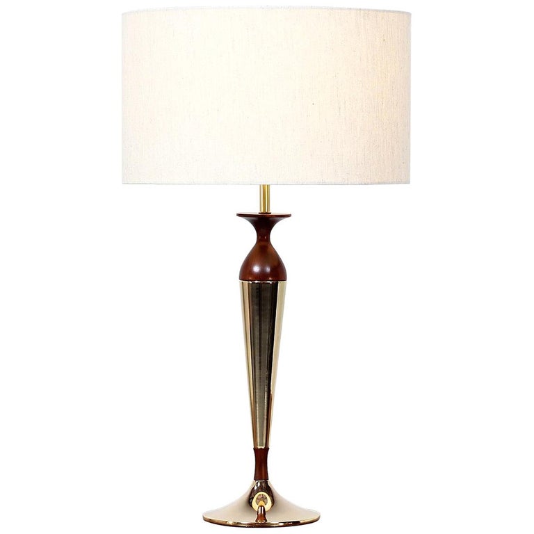 Tony Paul Walnut And Brass Table Lamp For Westwood Industries