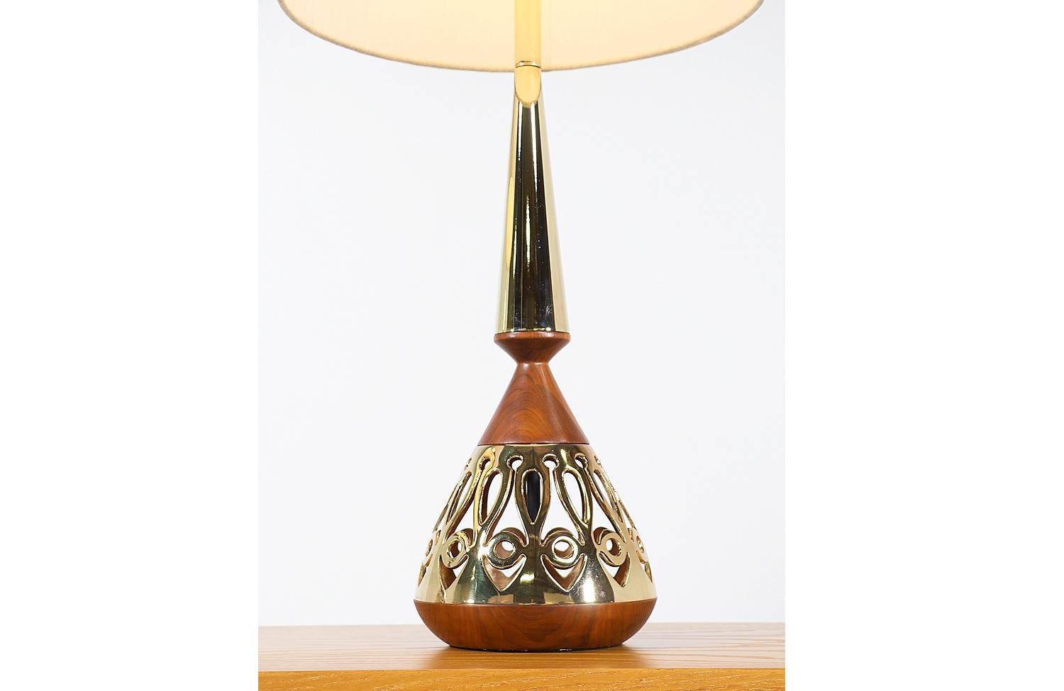 Tony Paul Walnut and Brass Table Lamps for Westwood Industries 1