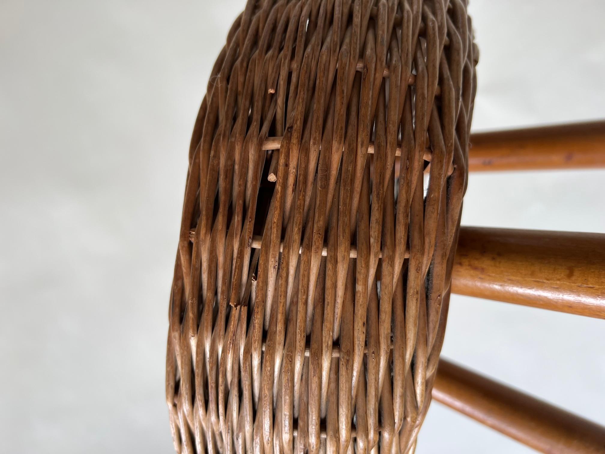 Tony Paul Wicker Stool, 1950s 5