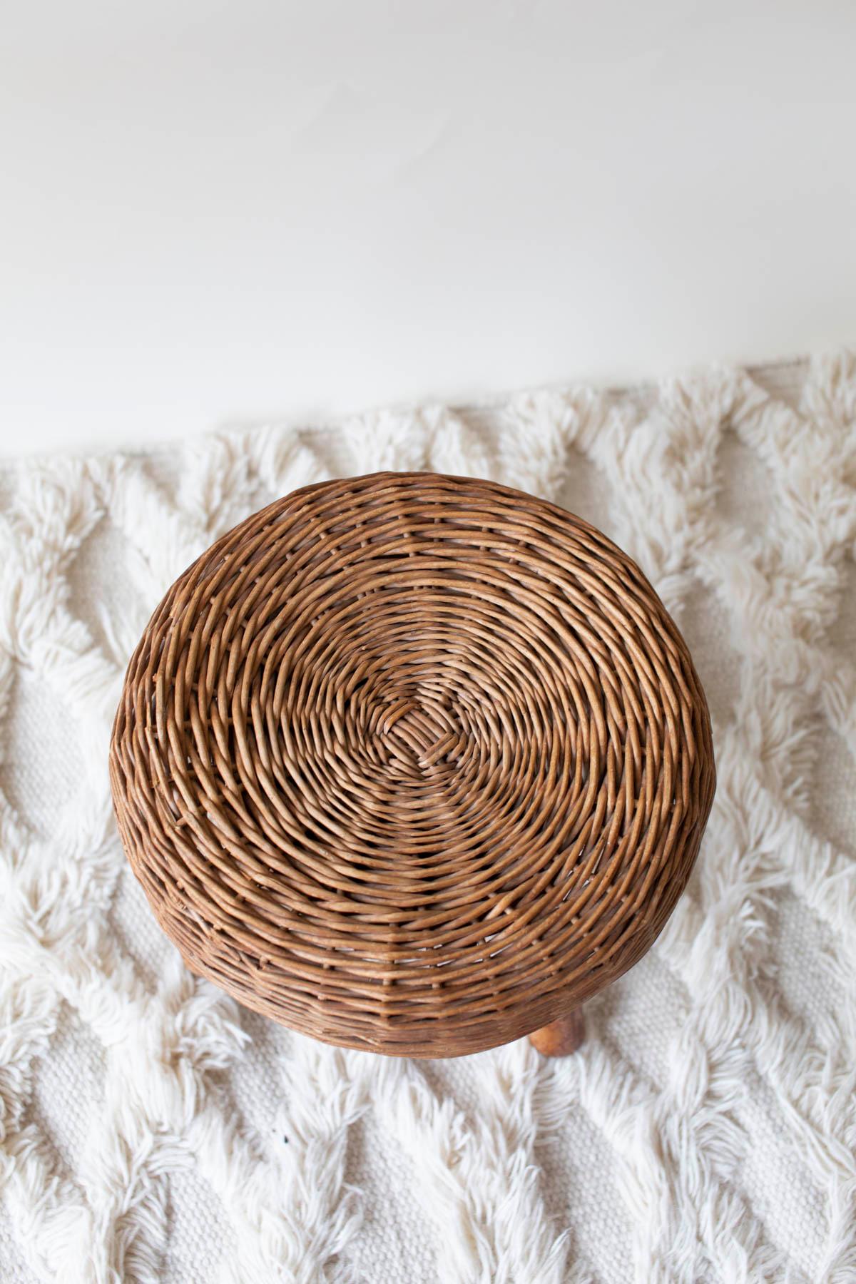 Mid-Century Modern Tony Paul Wicker Stool, 1950s