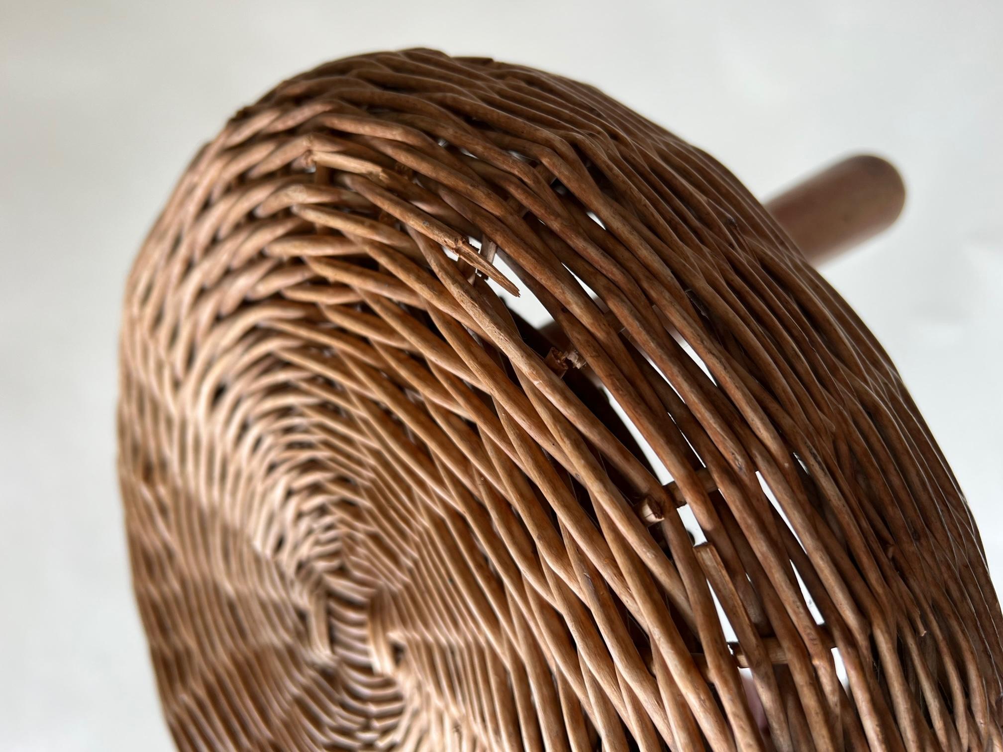 Mid-20th Century Tony Paul Wicker Stool, 1950s