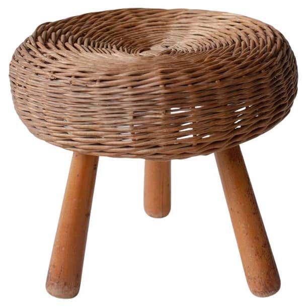 Tony Paul Wicker Stool, 1950s at 1stDibs | tony paul stool
