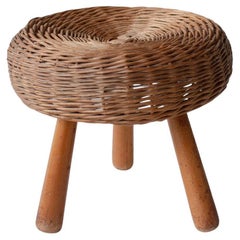 Tony Paul Wicker Stool, 1950s