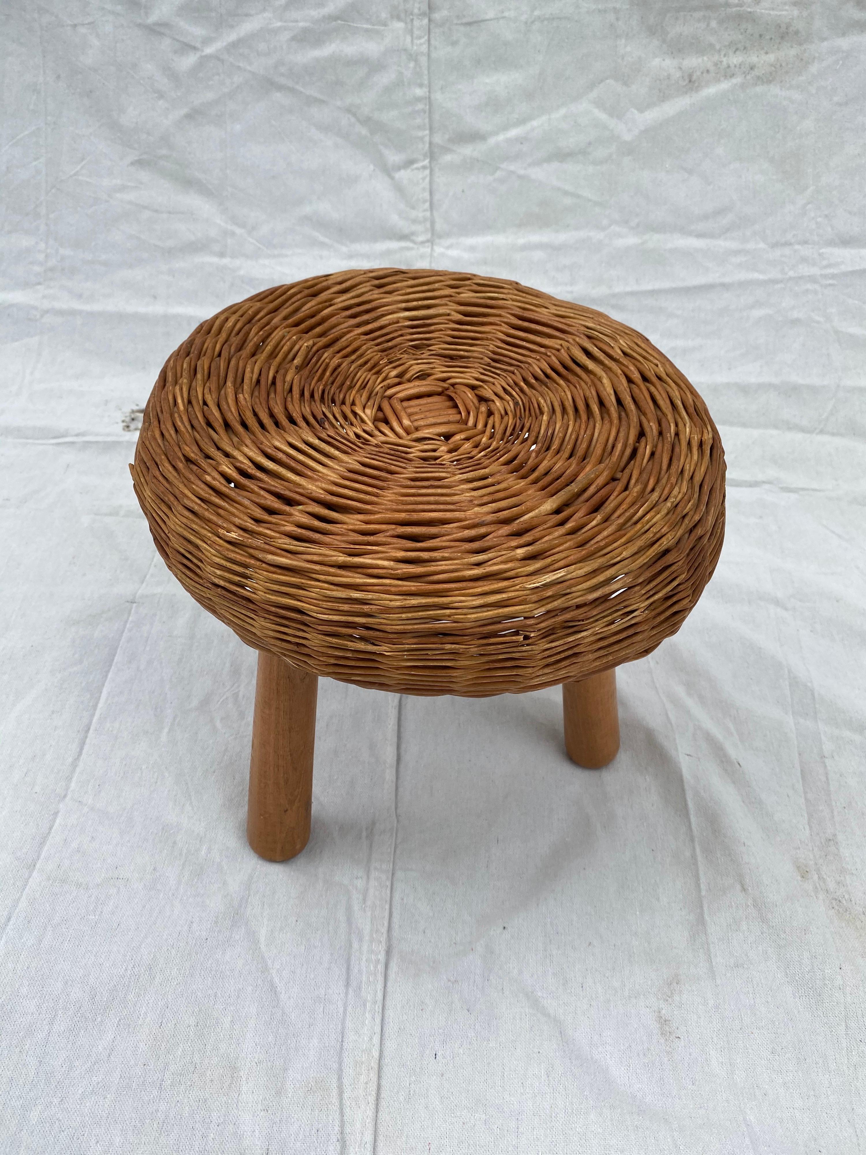 Tony Paul round wicker stool.