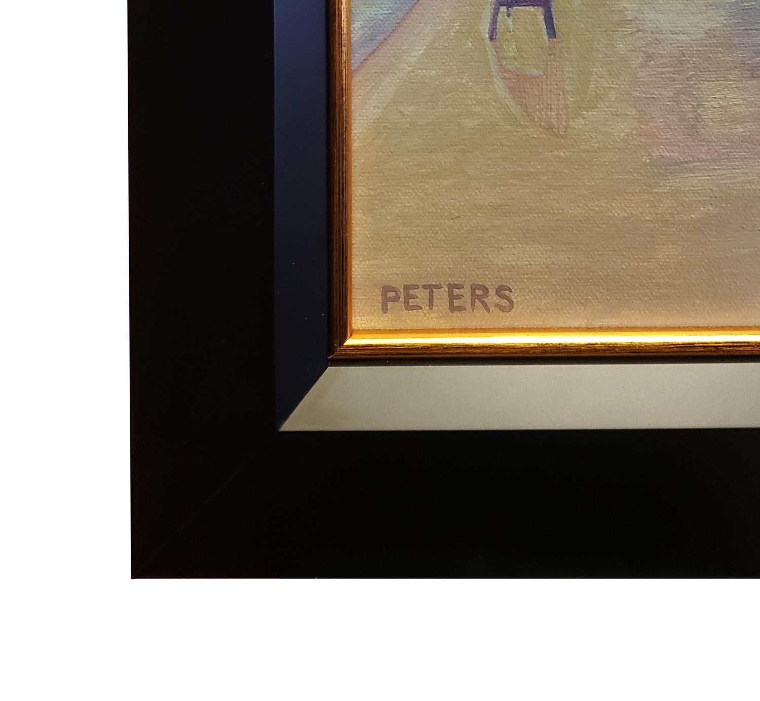 Noche estrellada; Calle 7, Los Angeles - Landscape Painting Marrón de Tony Peters