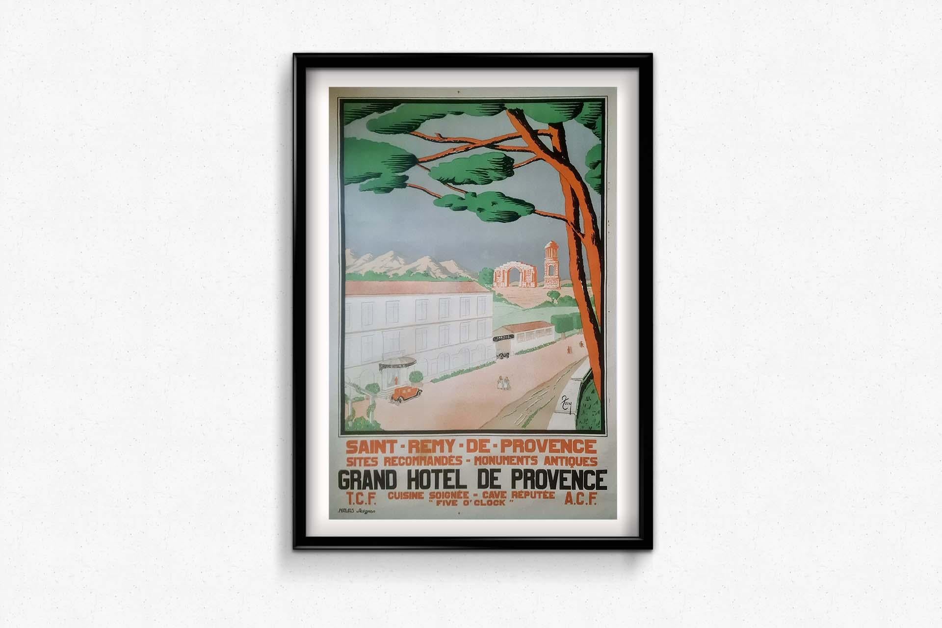 Affiche originale de Tony pour le Grand Hotel de Provence de 1928 en vente 1