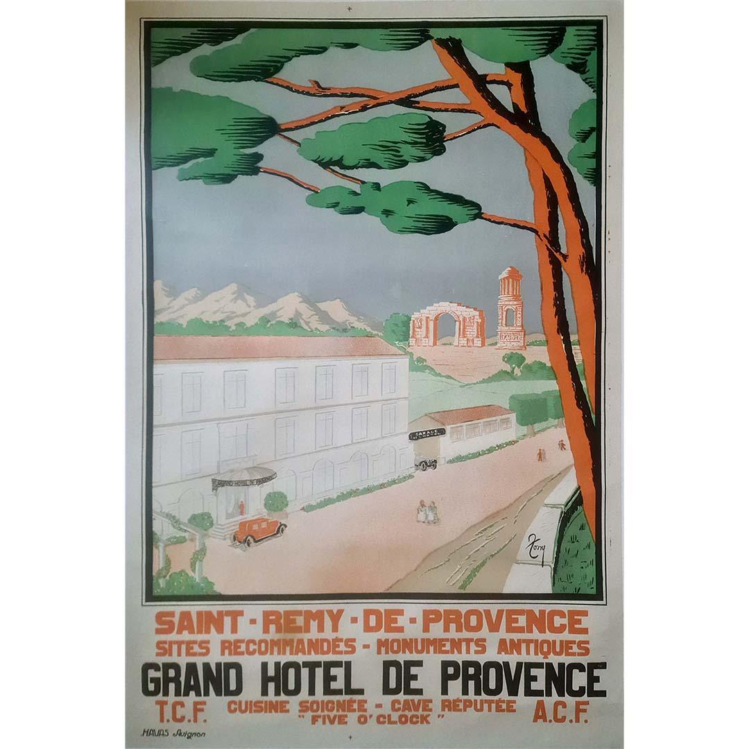 In the enchanting realm of vintage poster art, Tony's 1928 original poster for the Grand Hotel de Provence beckons us to a bygone era of sophistication and leisure. This poster not only promotes a distinguished hotel but also showcases the
