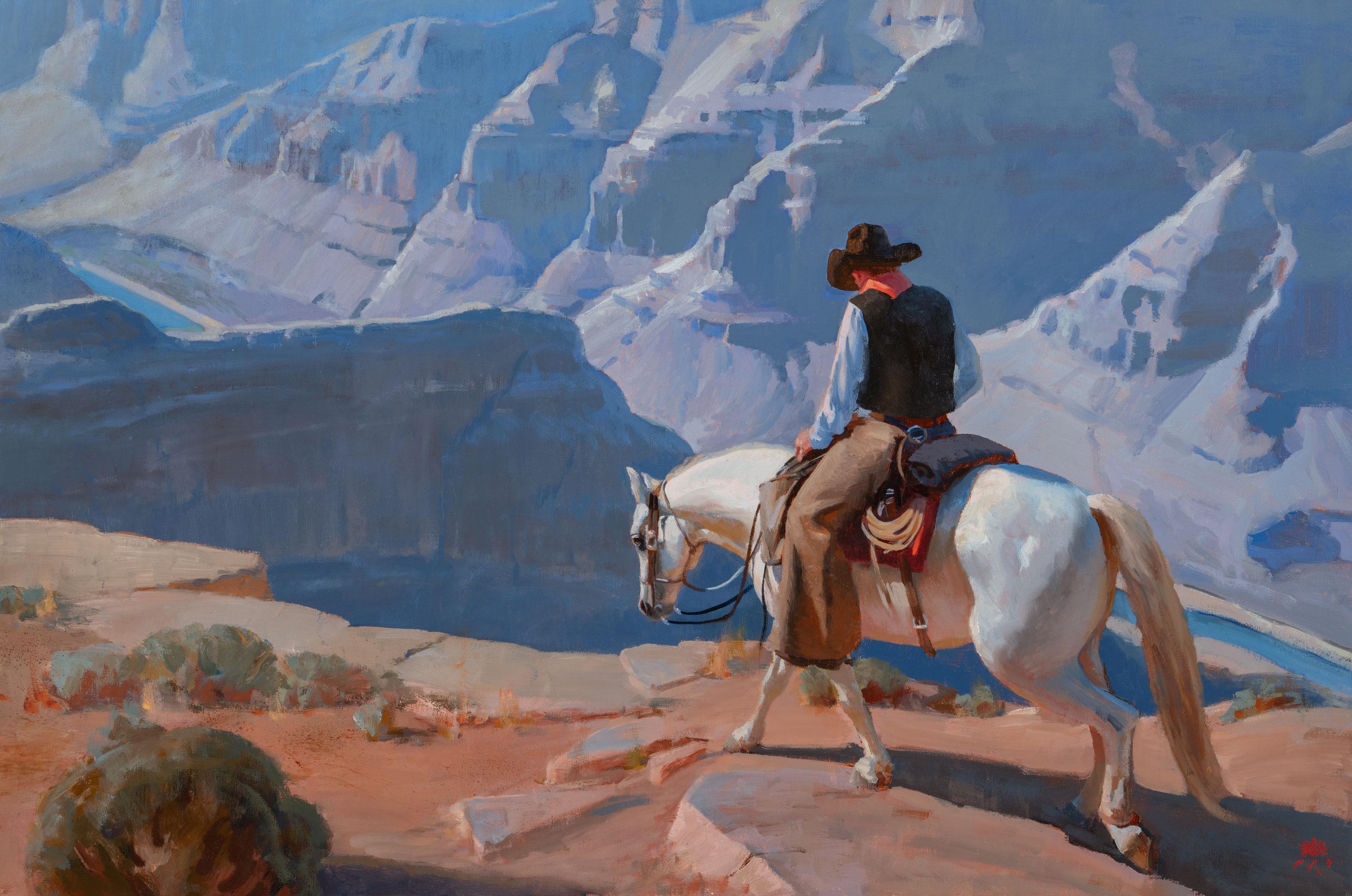 Riding the Ridge - Realist Painting by Tony Pro